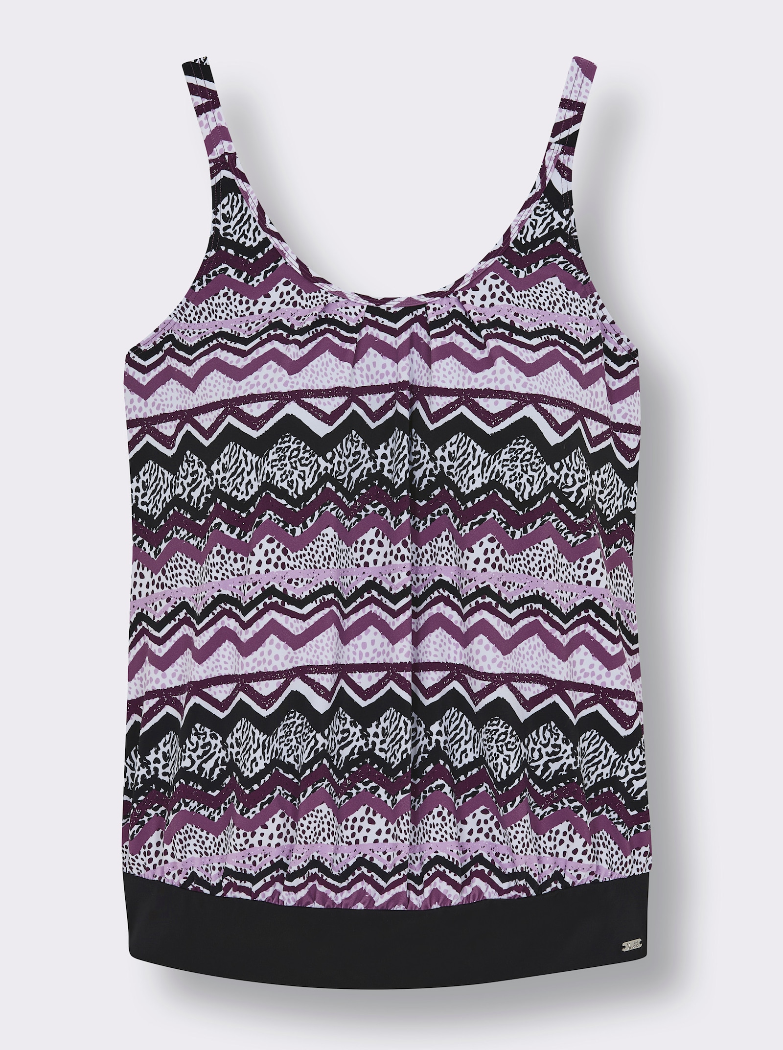 feel good Tankini-Oberteil im Zickzack_Dessin - violett-schwarz-bedruckt