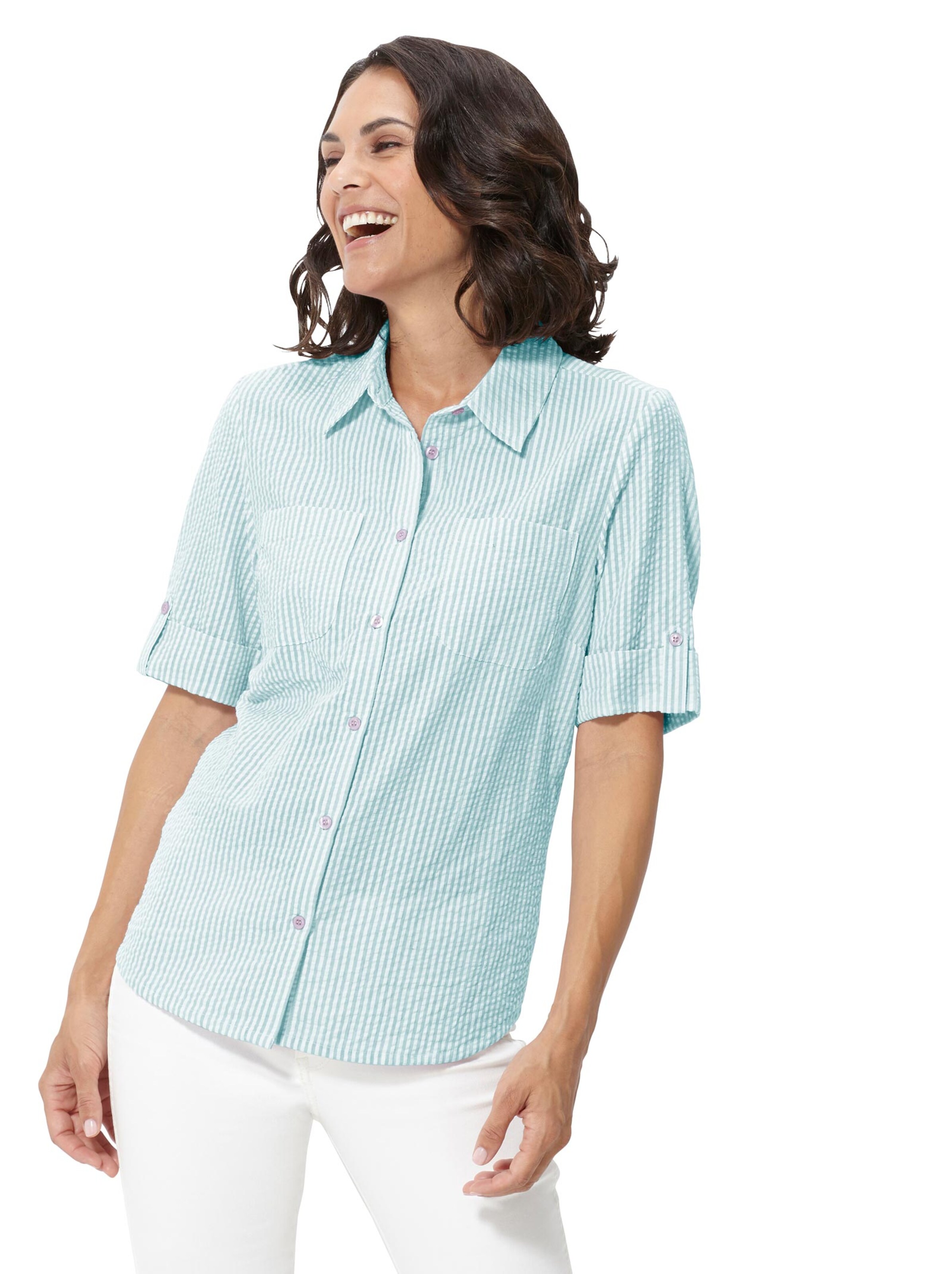 Bluse - mint-gestreift