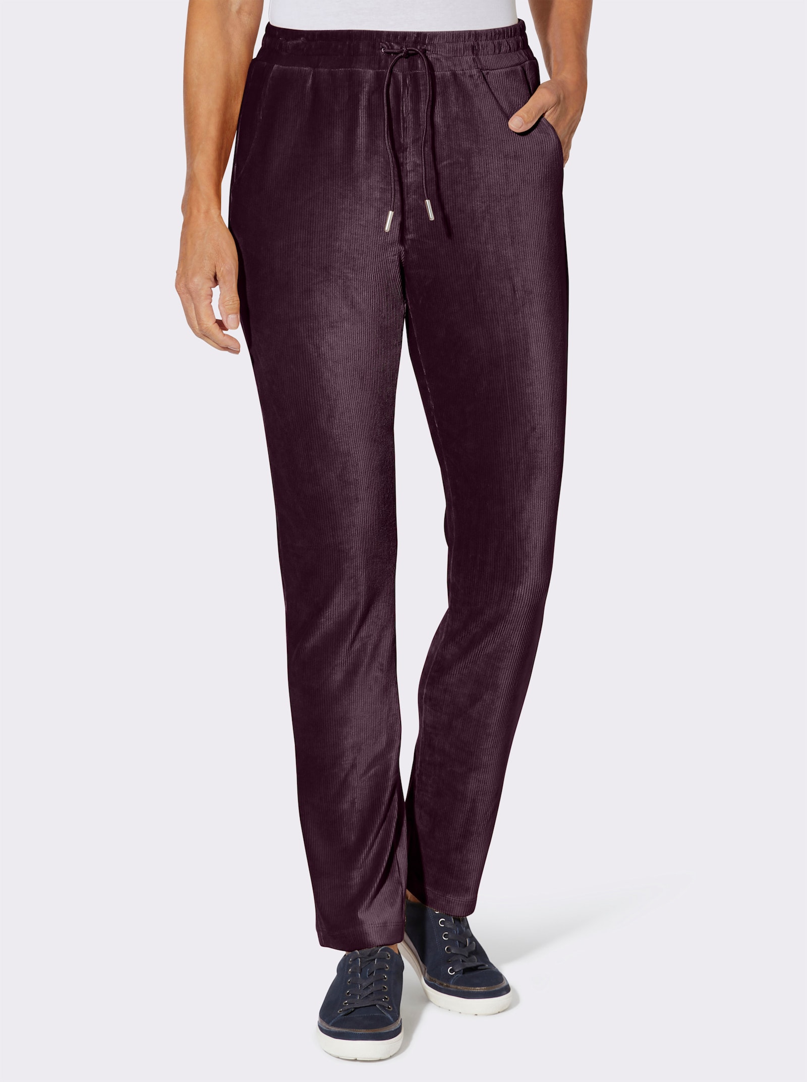 Schlupfhose in Cord-Qualität, pflegeleicht - aubergine