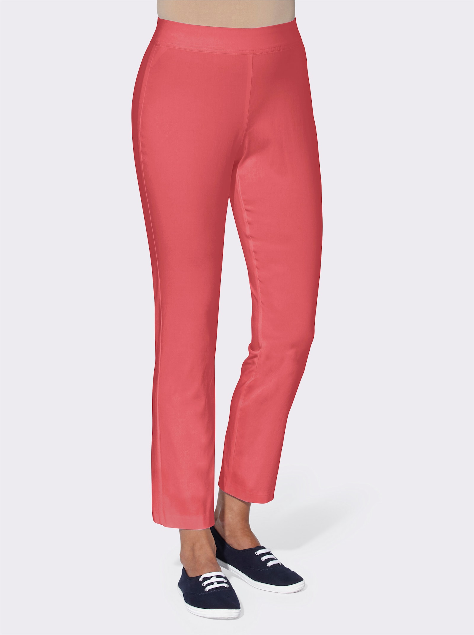 Broek van strijkvrije bengaline - grapefruit