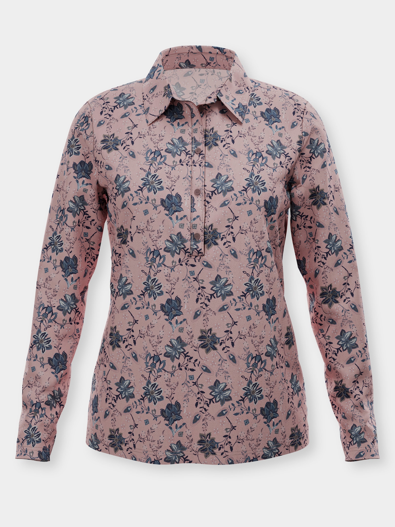 Poloshirt mit floralem Druck - rosenquarz-marine-bedruckt