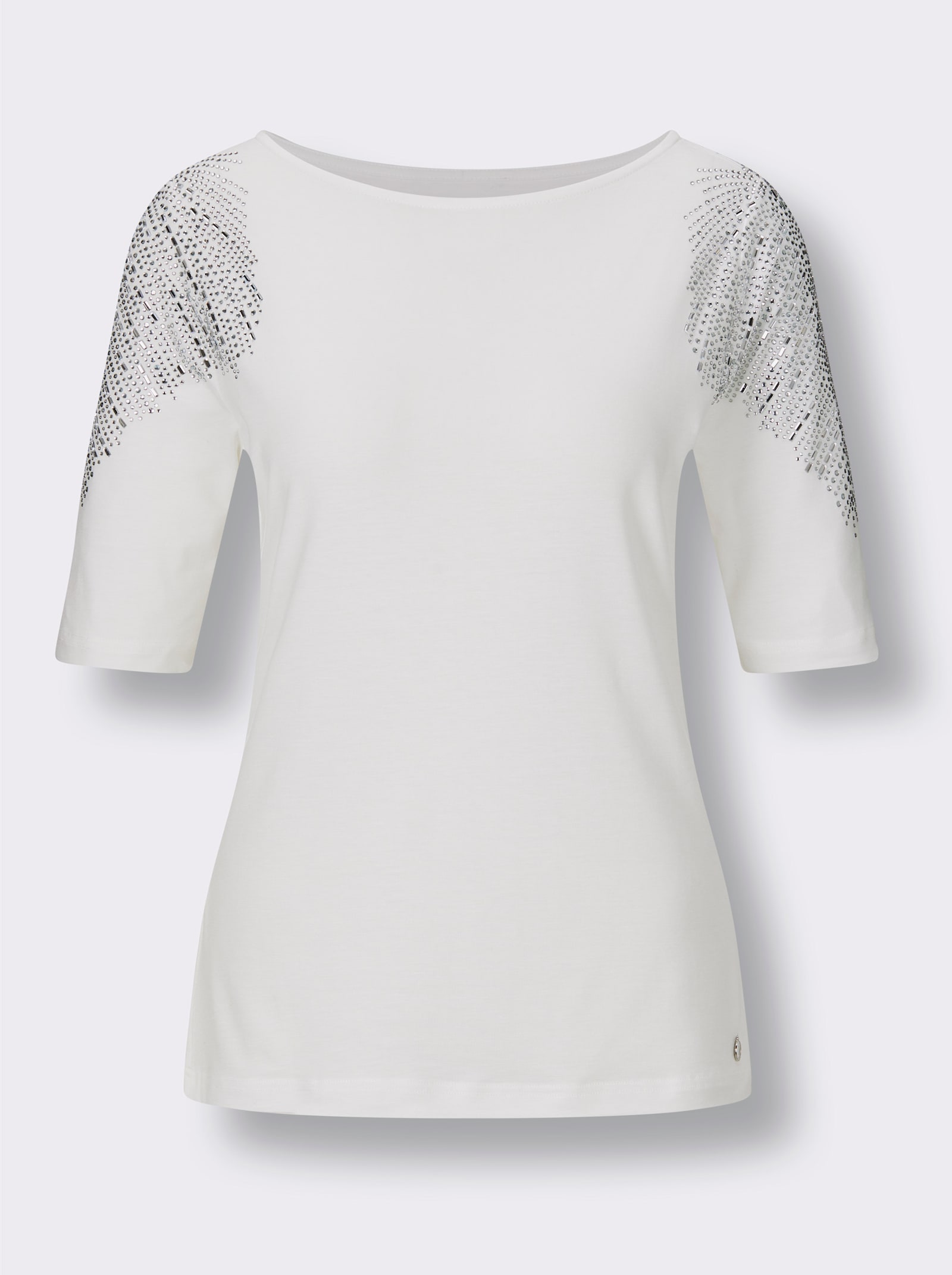 CREATION L PREMIUM T-shirt à manches courtes en mélange de matières souple - écru