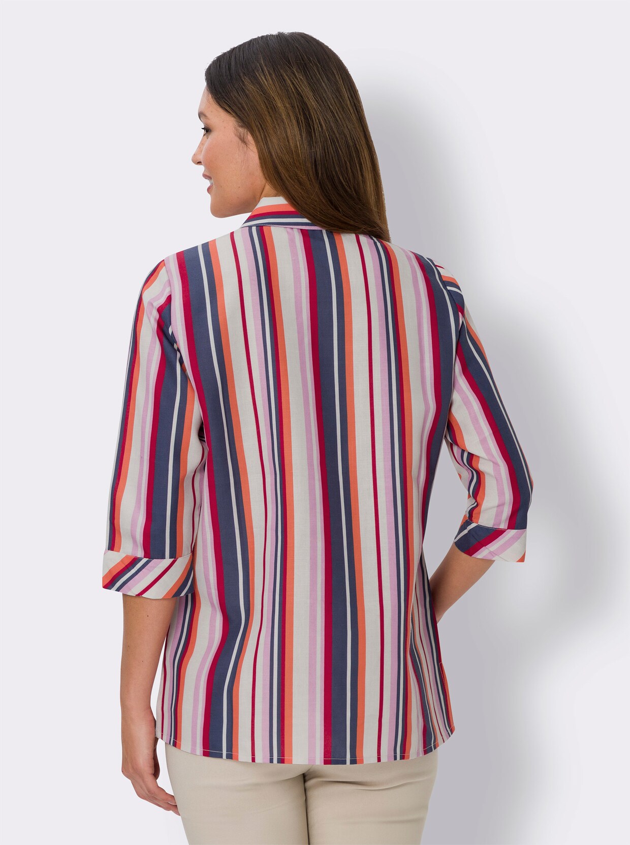 Longline blouse - zand-marine-gestreept