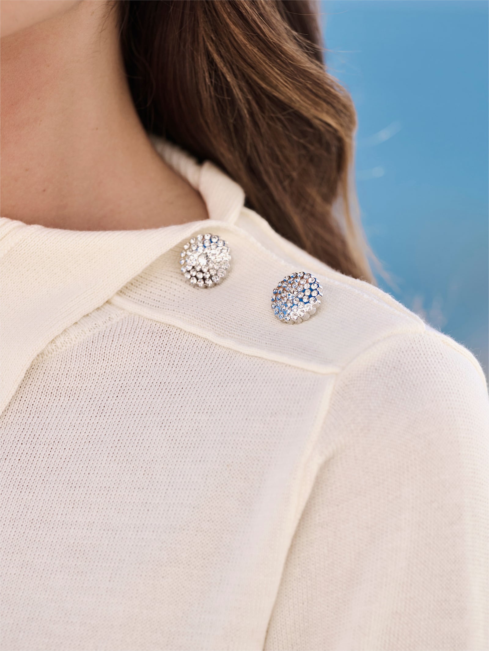 heine Feinstrickpullover mit Schmuckknöpfen - champagner