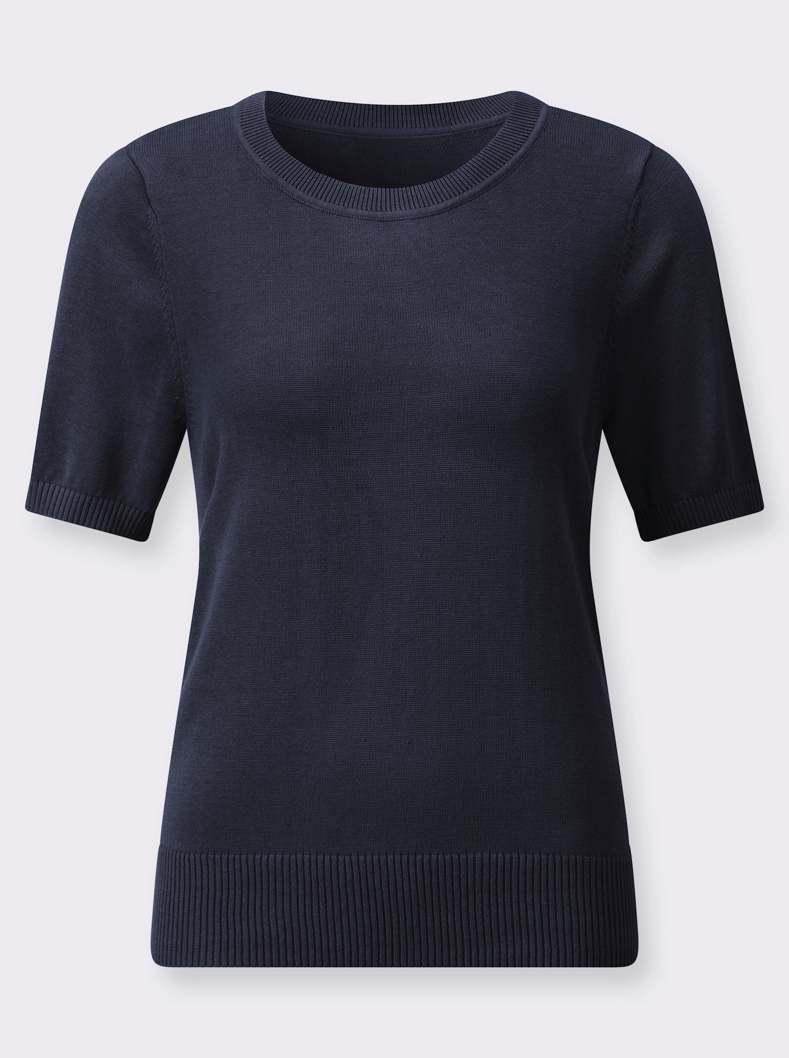 Bomullströja med ribbade avslut - marin
