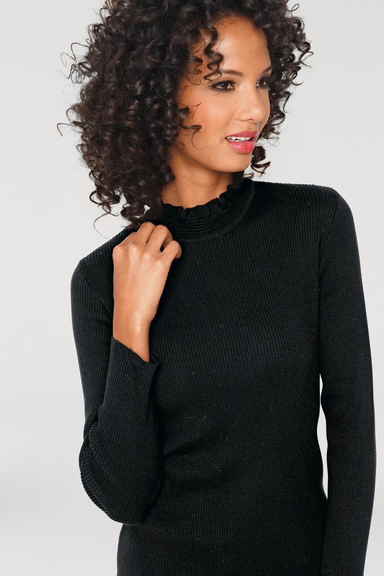 Linea Tesini Pullover met opstaande kraag - zwart
