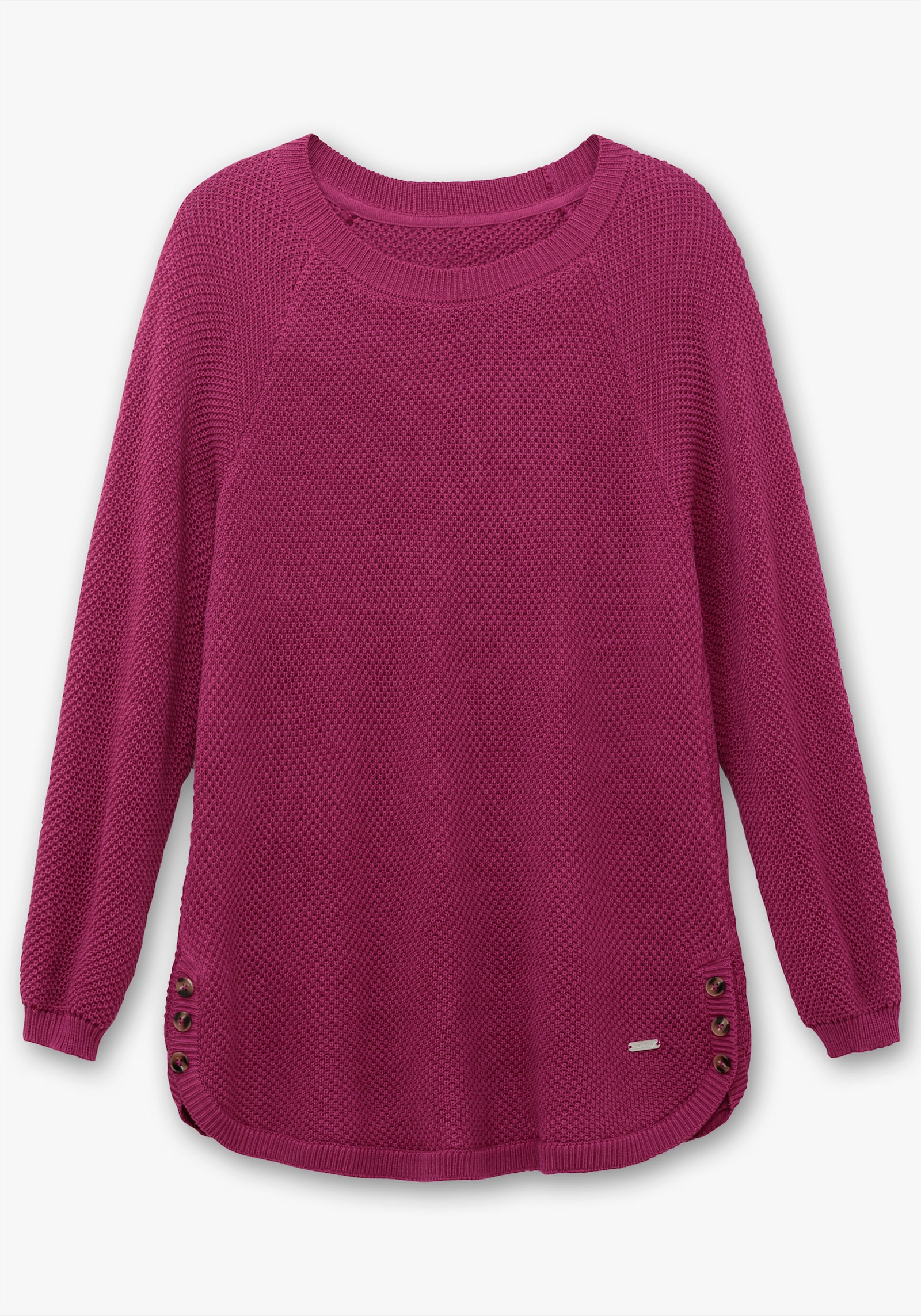 Rundhalspullover mit abgerundetem Saum - magenta