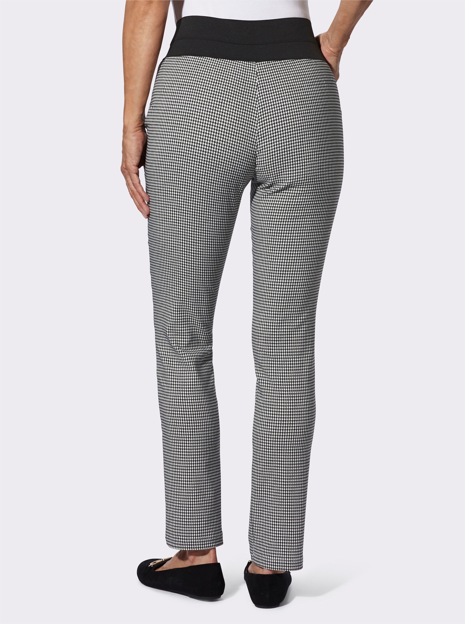 Schlupfhose in formstabiler Bengalin-Qualität - schwarz-weiß-bedruckt