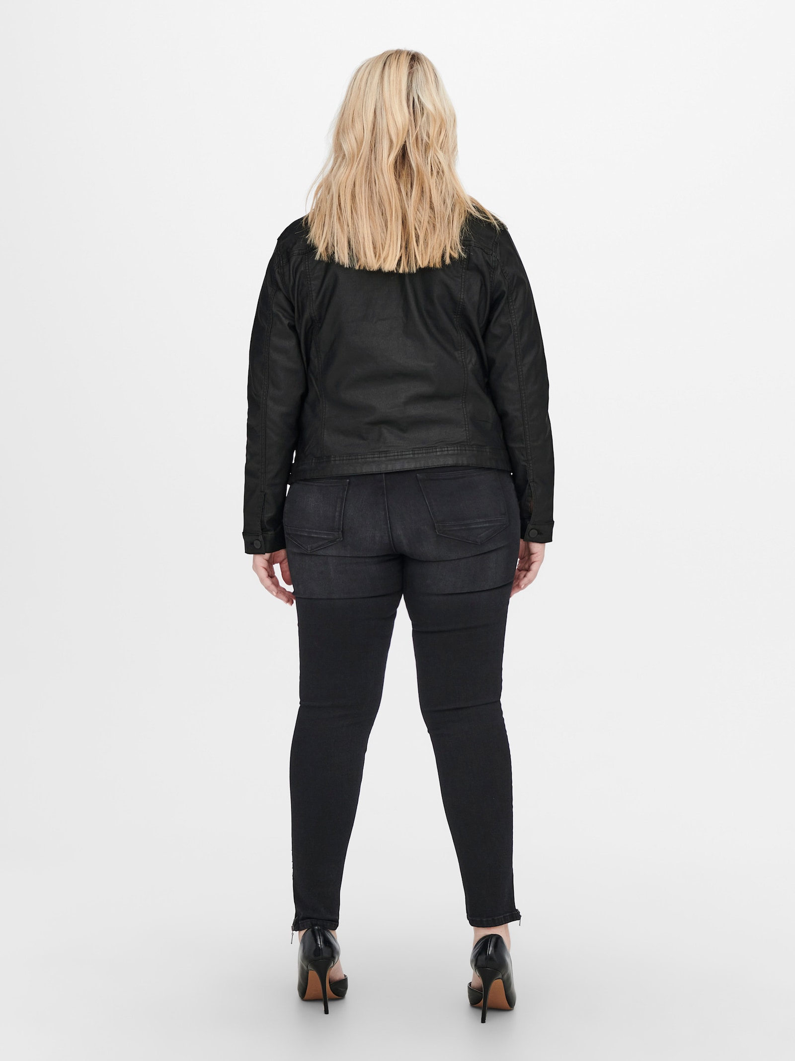ONLY CARMAKOMA Lederimitatjacke - black detail:coated