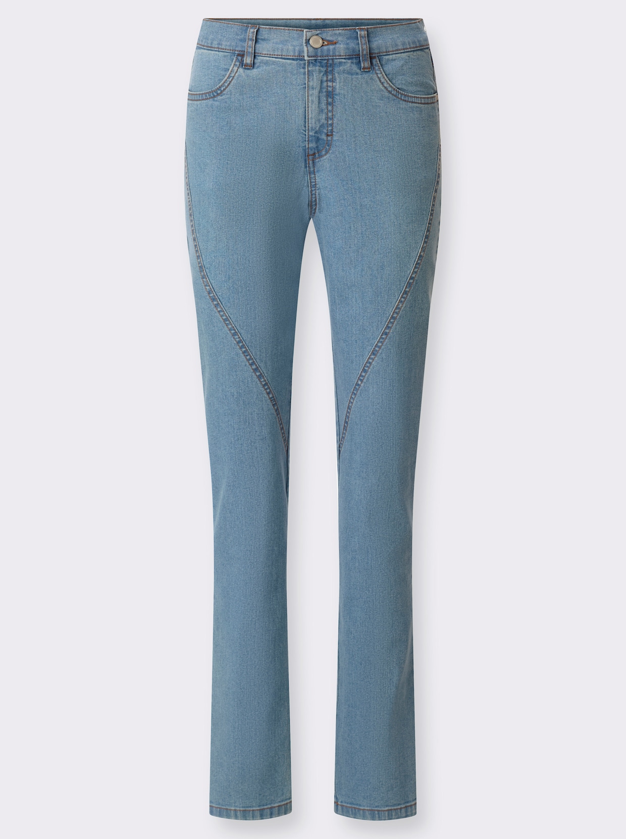 Jeans mit Ziernähten vorne - blue-bleached