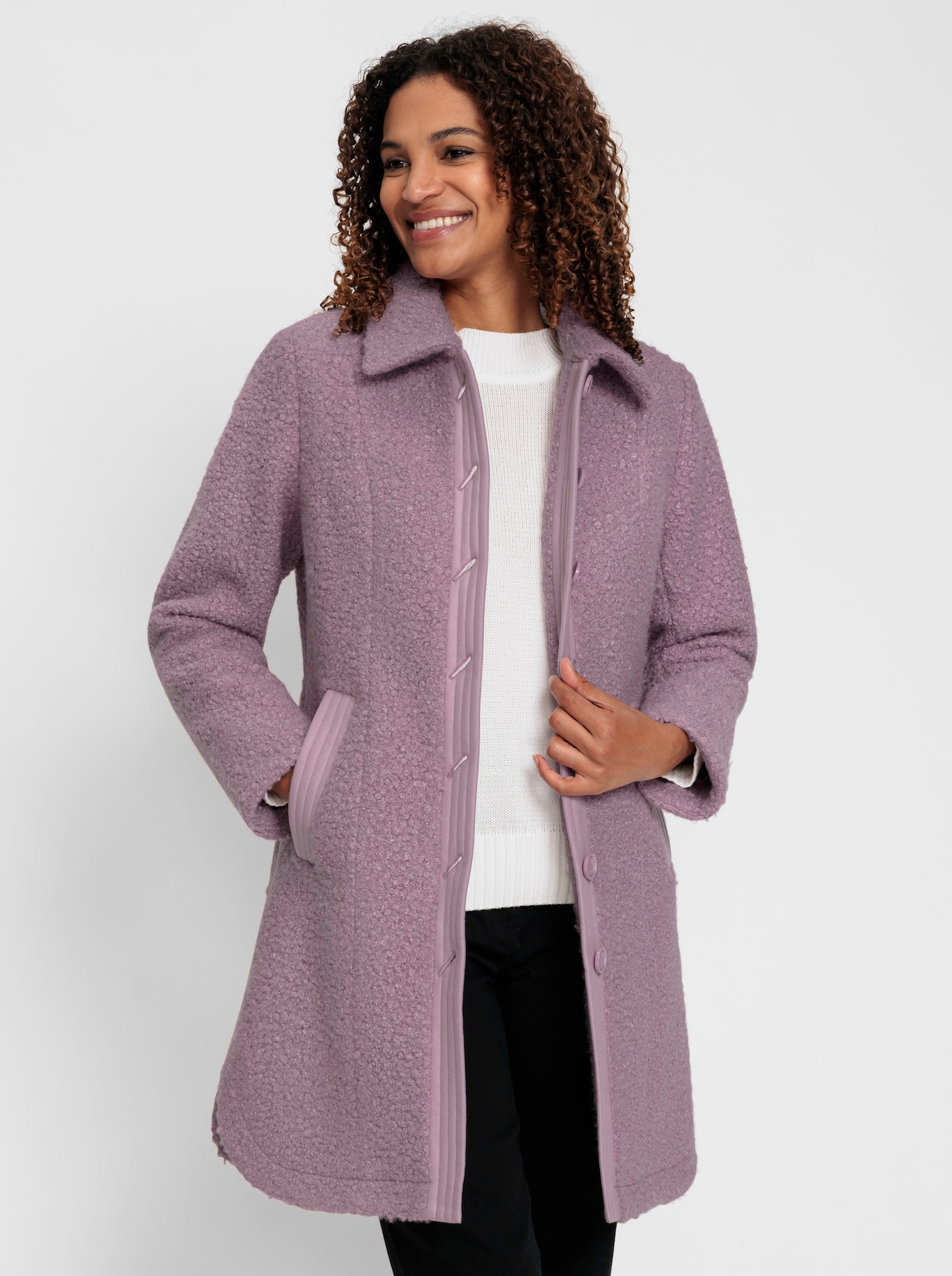 Wintermantel in Bouclé-Qualität - mauve