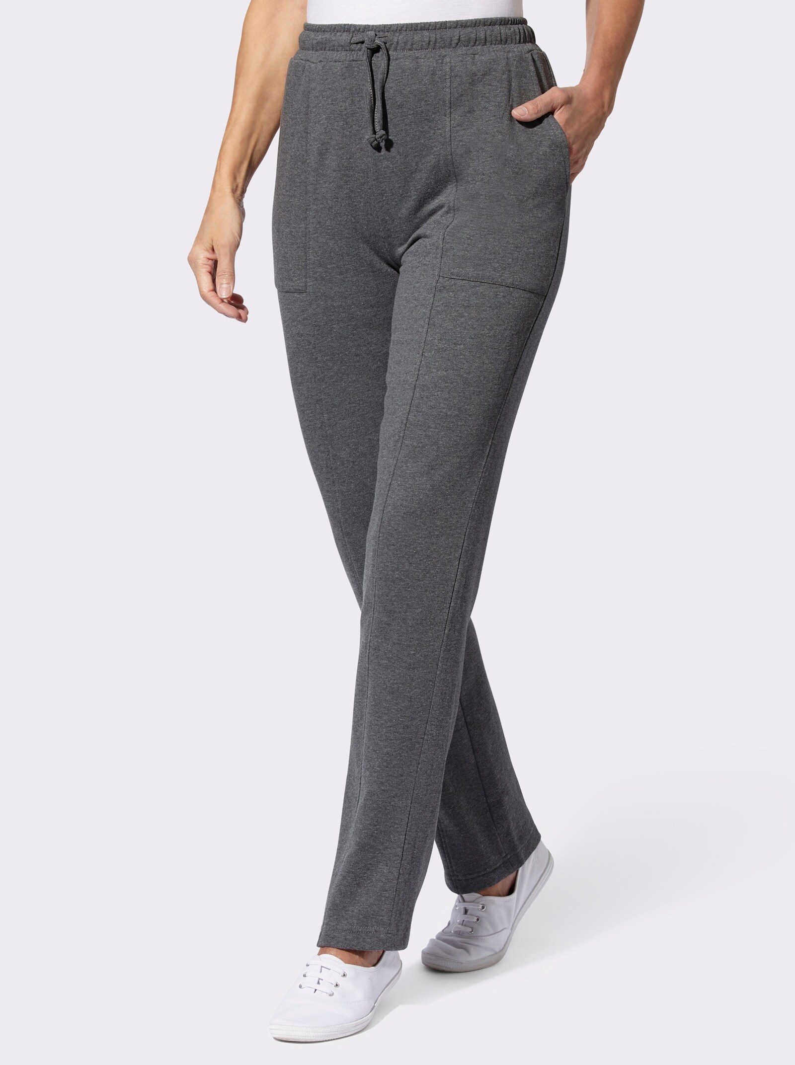 Jerseyhose innen angeraut - anthrazit-meliert