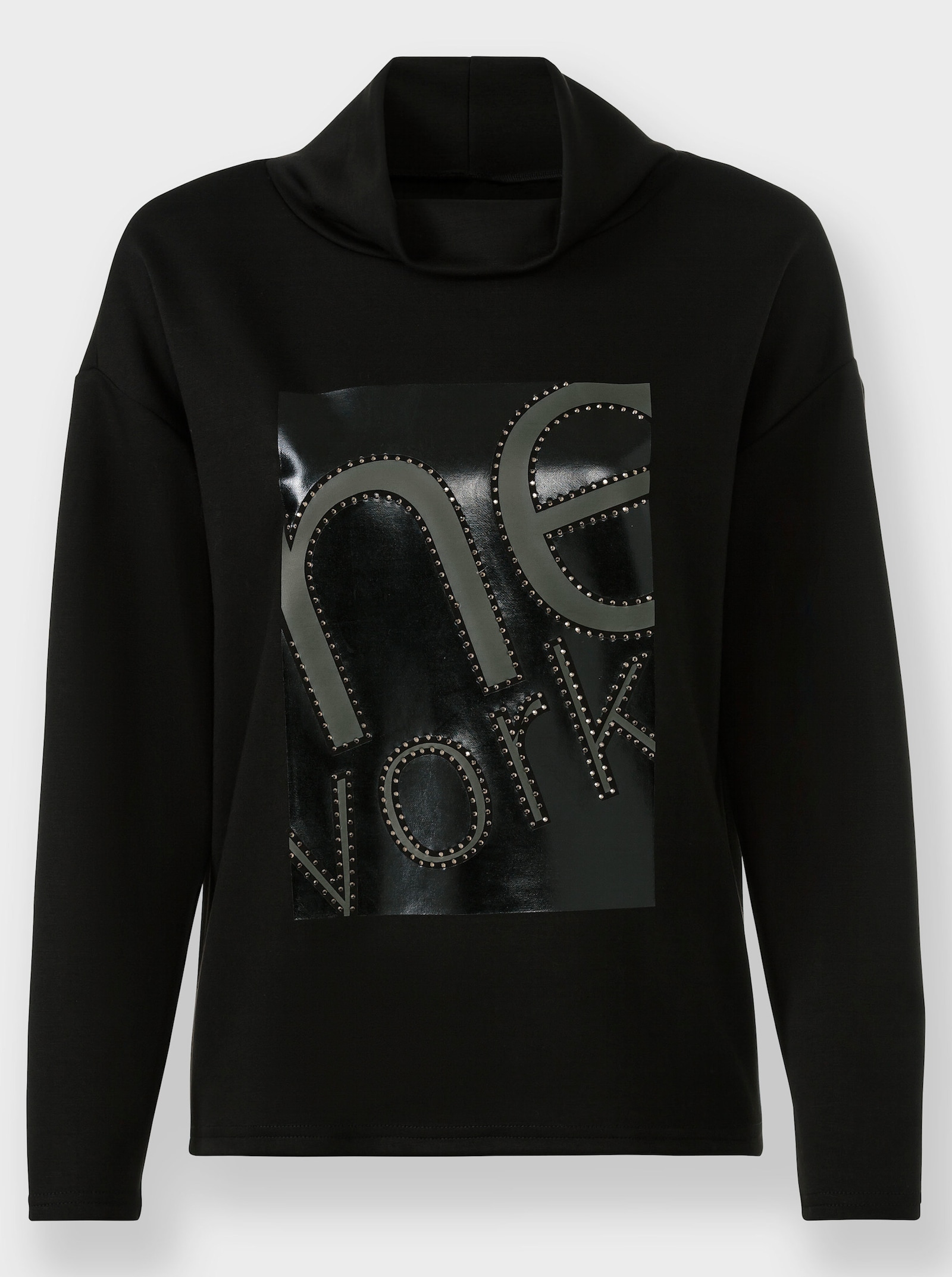 heine Sweatshirt mit Glitzer-Print im Vorderteil - schwarz