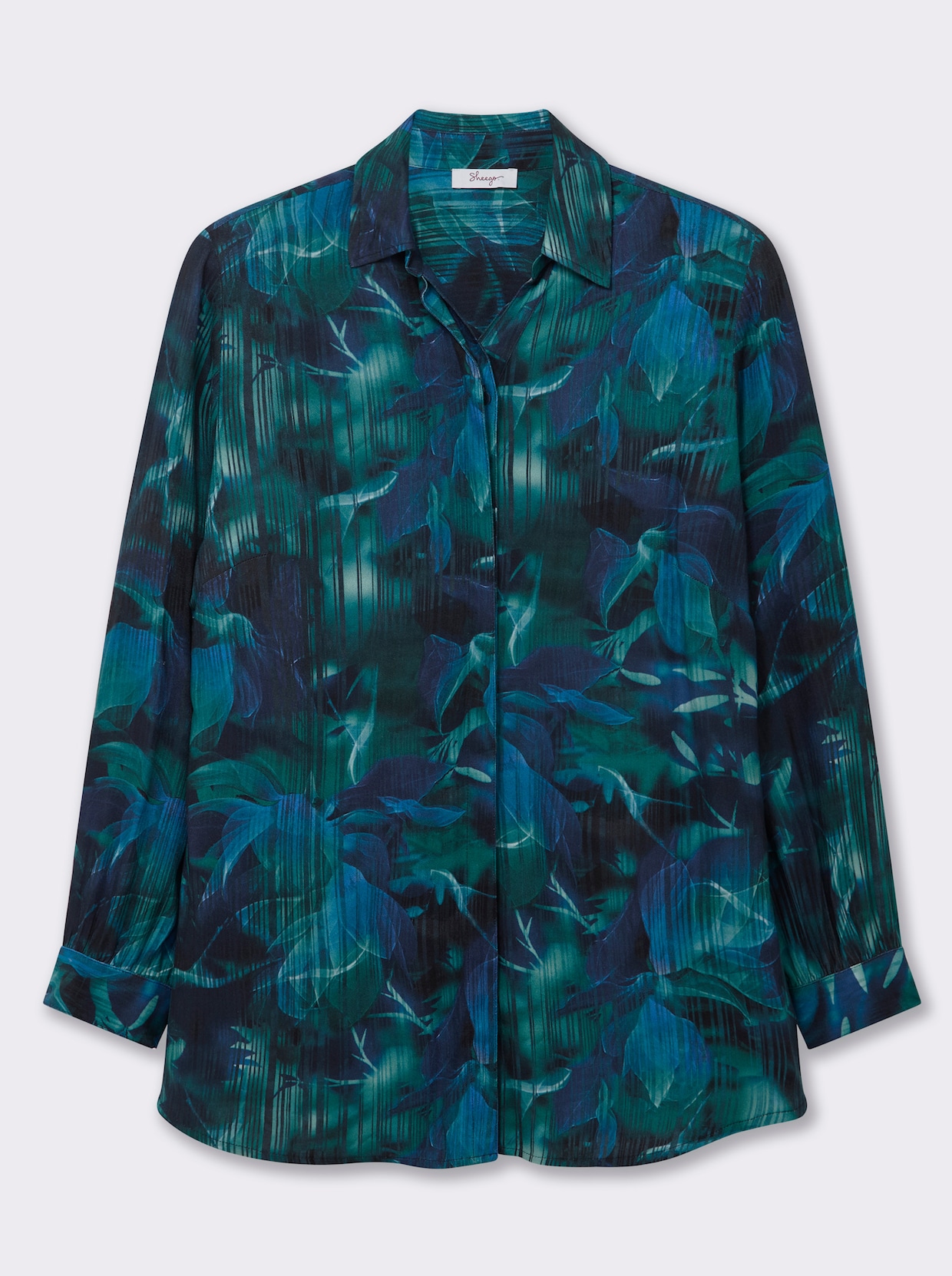 sheego Longbluse - tiefblau-bedruckt