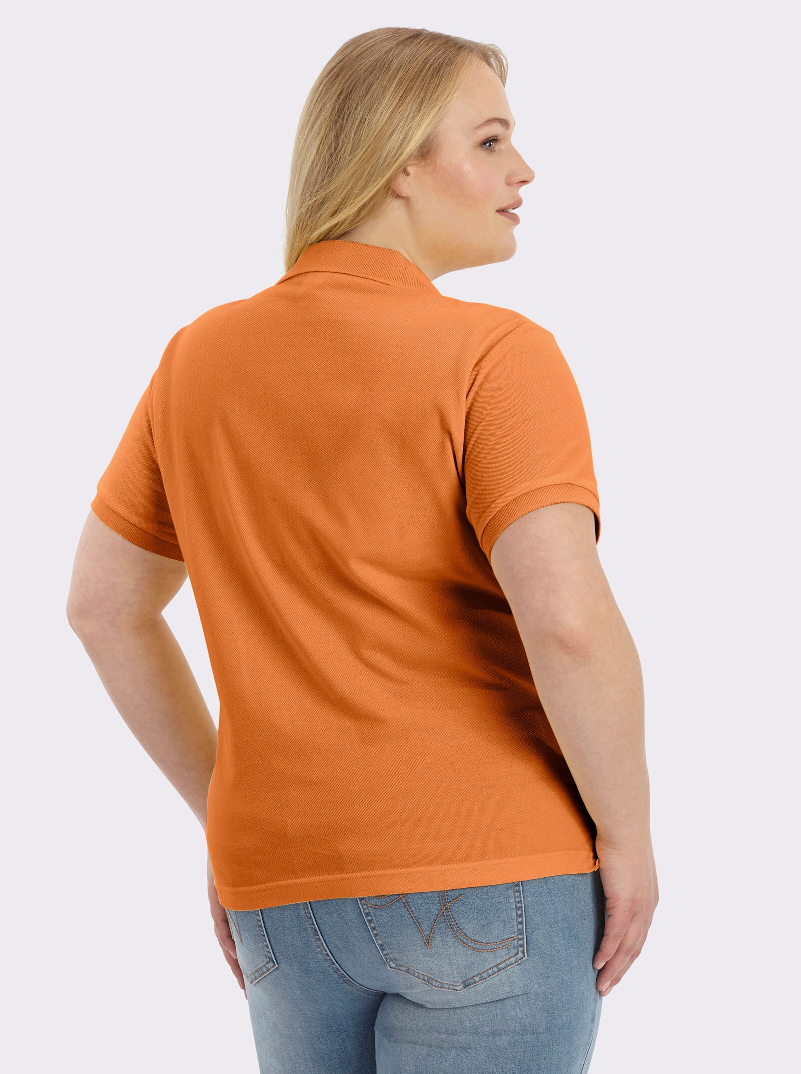 Poloshirt mit Seitenschlitzen - mandarine