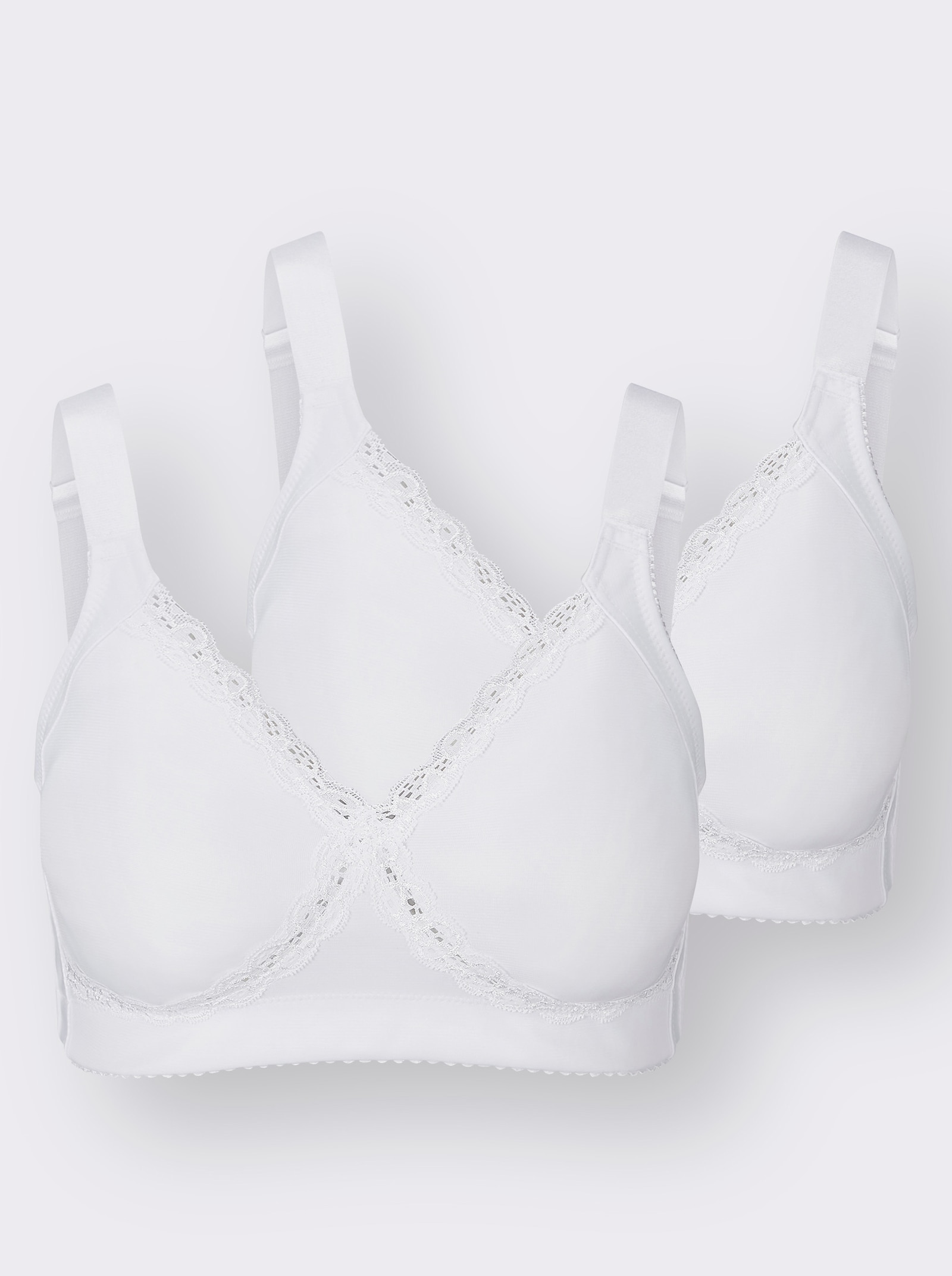 Minimizer-BH ohne Bügel mit Spitzen-Verzierung - weiß