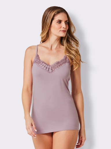 wäschepur Trägerhemd mit Spitzenbesatz - mauve