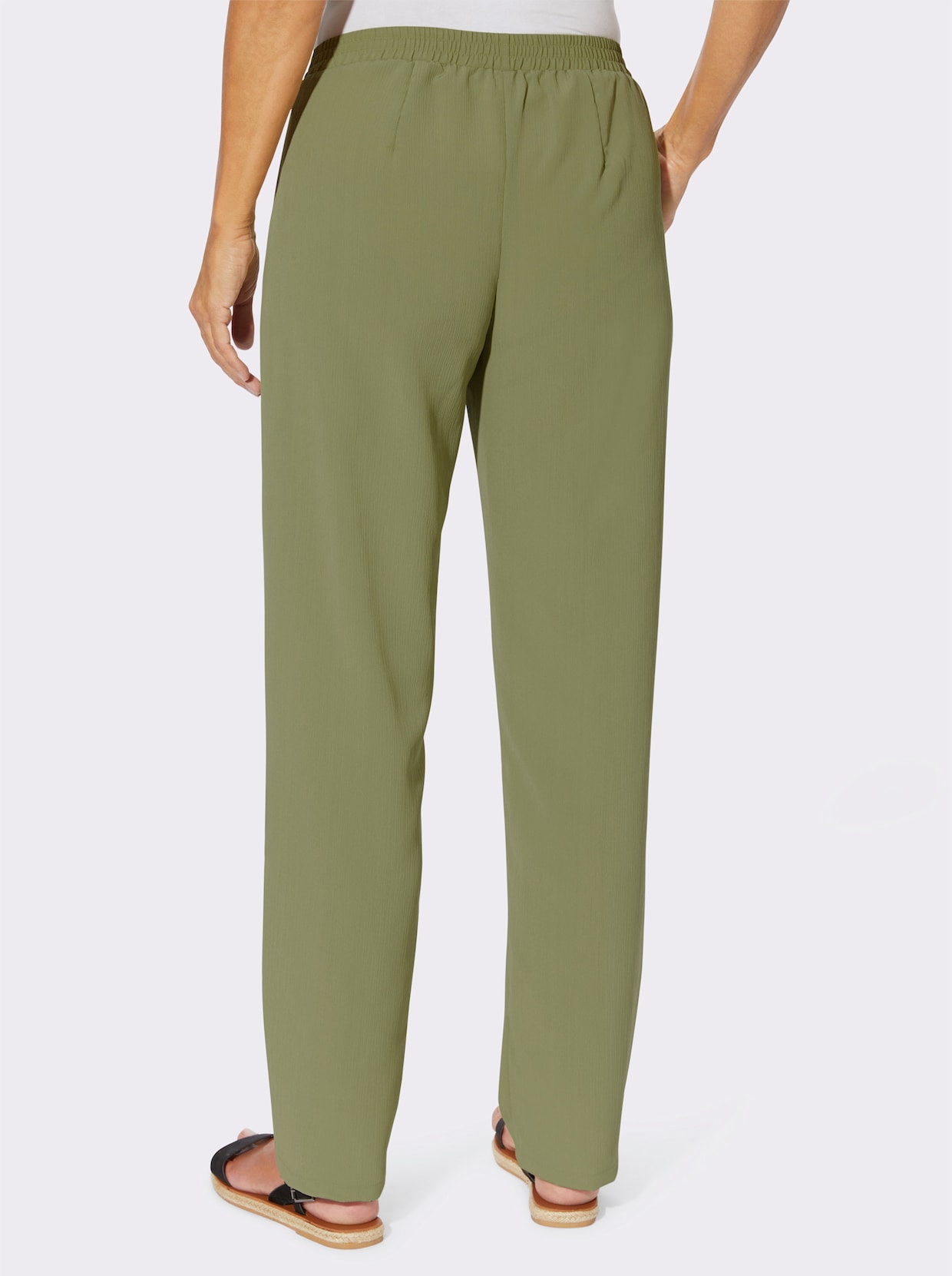 comfortbroek - rietgroen + rietgroen/wit bedrukt