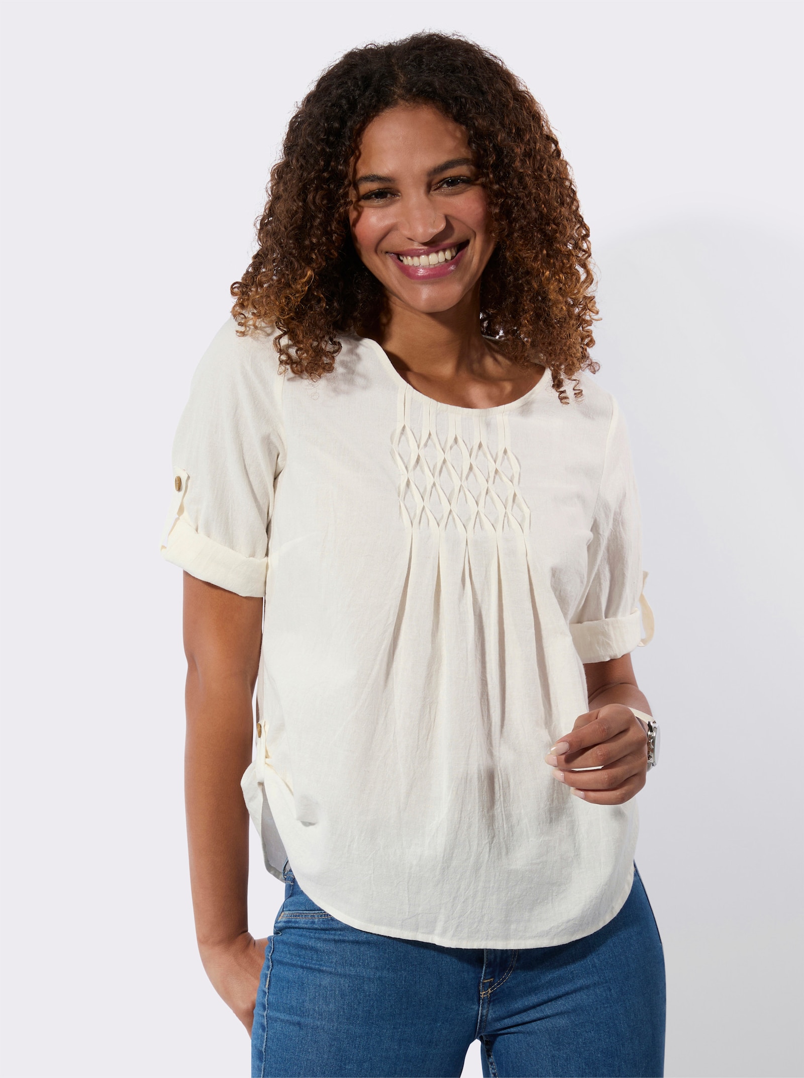 Schlupf-Bluse - ecru