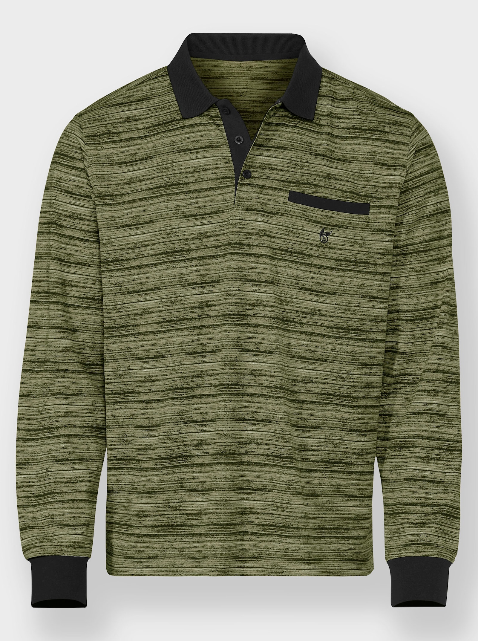 Hajo Langarm-Poloshirt , temperaturausgleichend und bügelfrei - oliv-meliert