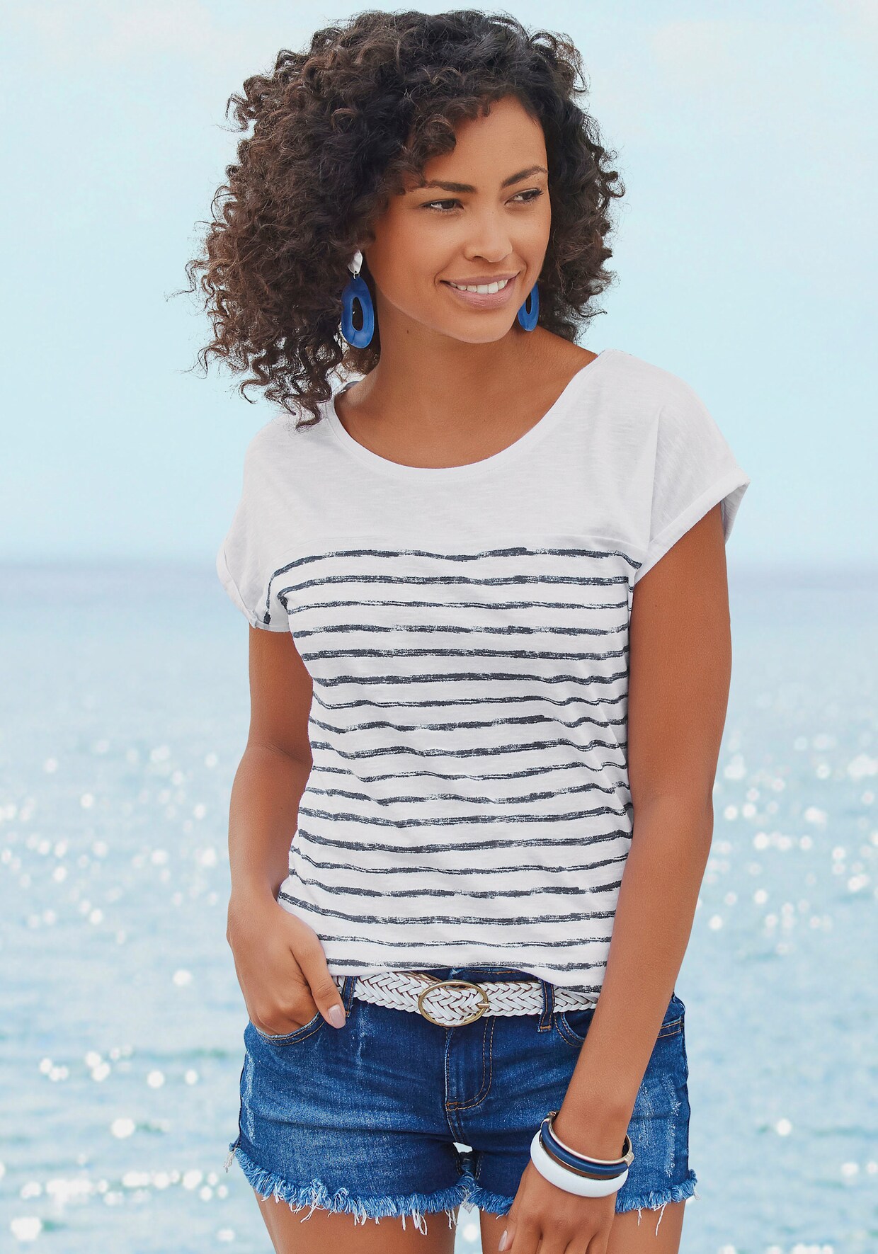 Beachtime T-Shirt - weiß-navy, weiß-rosé