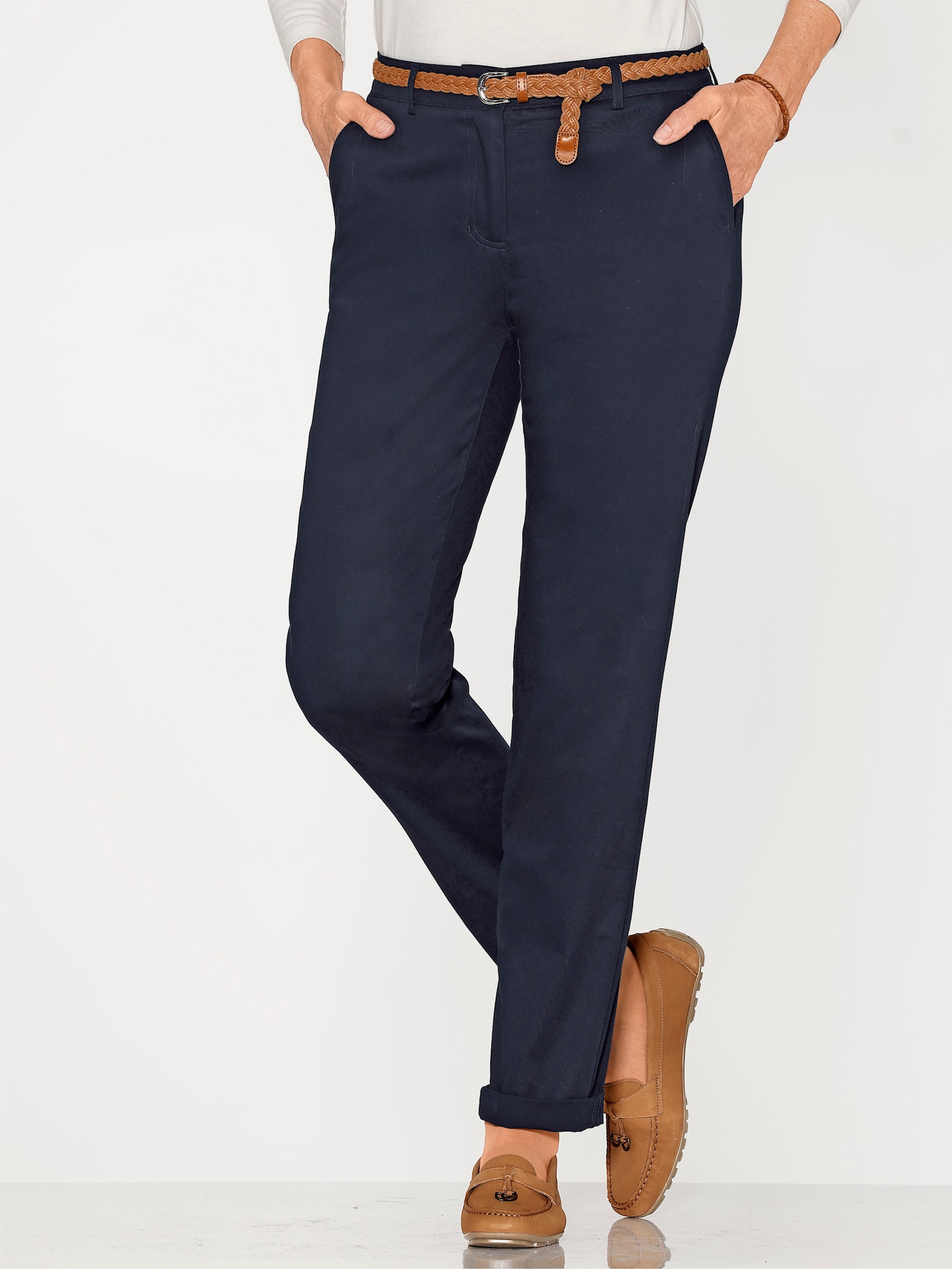 Chinohose inklusive Gürtel - marine