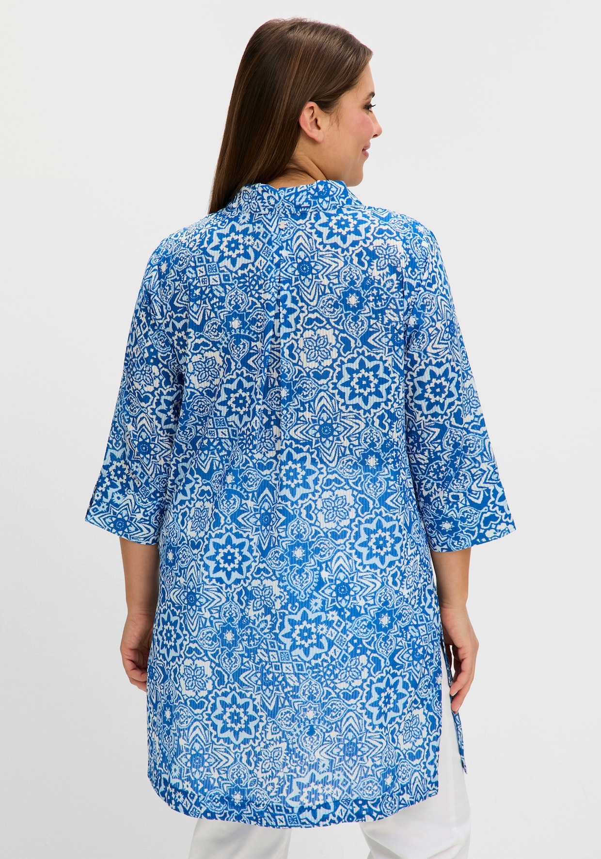 sheego Hemdbluse - kobalt-gemustert