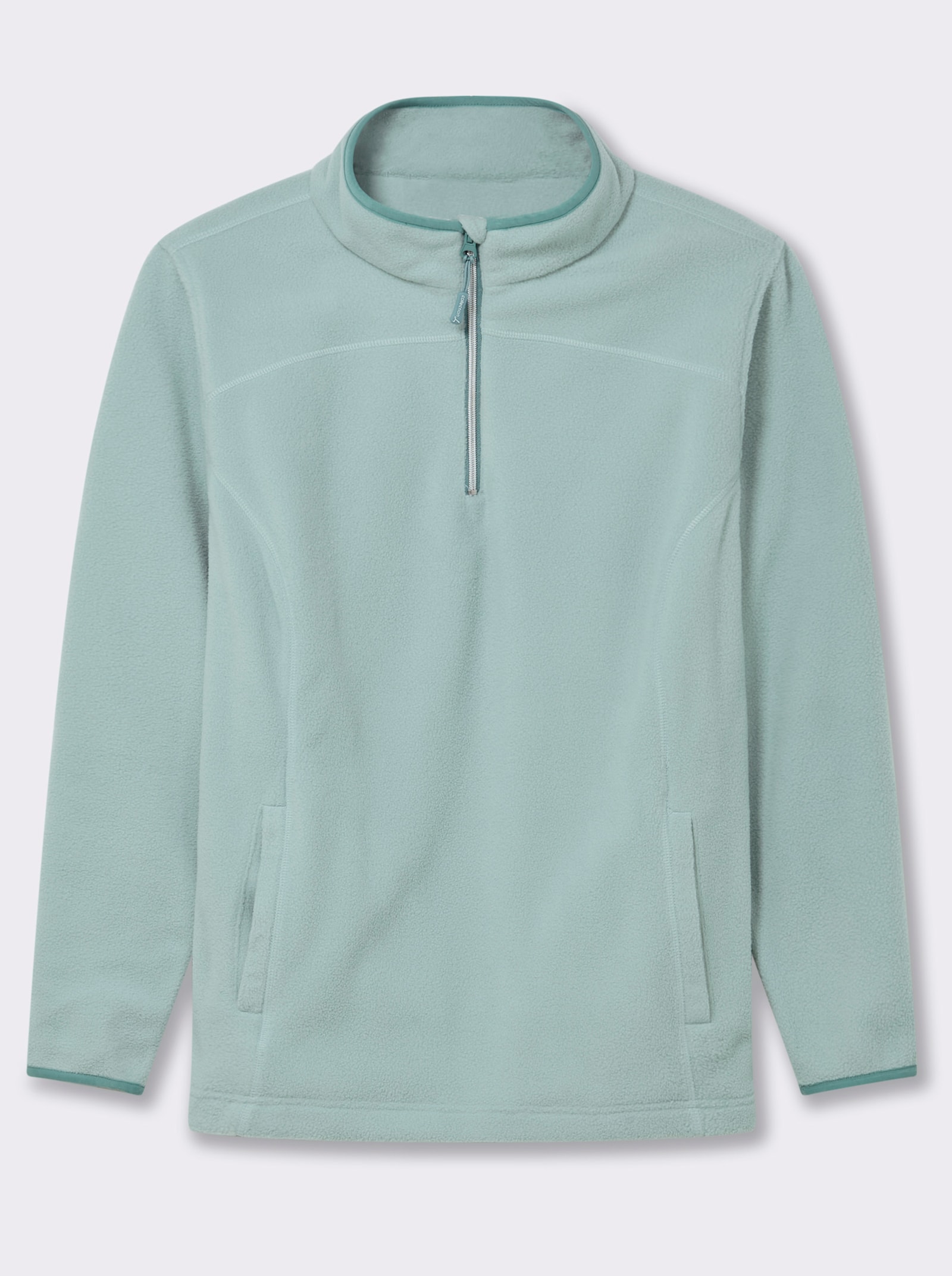 Fleeceshirt mit Stehkragen und Reißverschluss - kalkmint