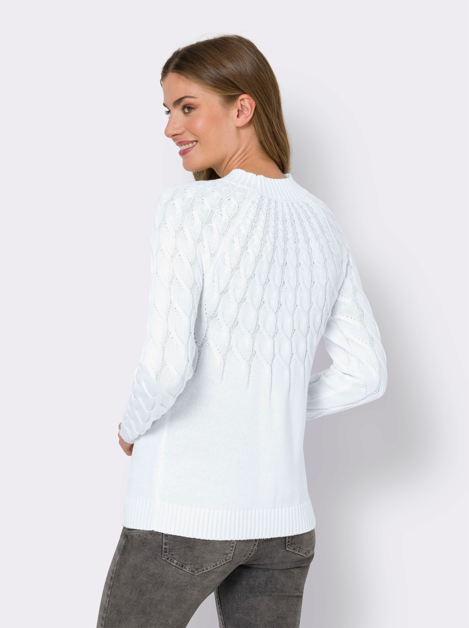 heine Pullover met opstaande kraag en kabelpatroon - ecru