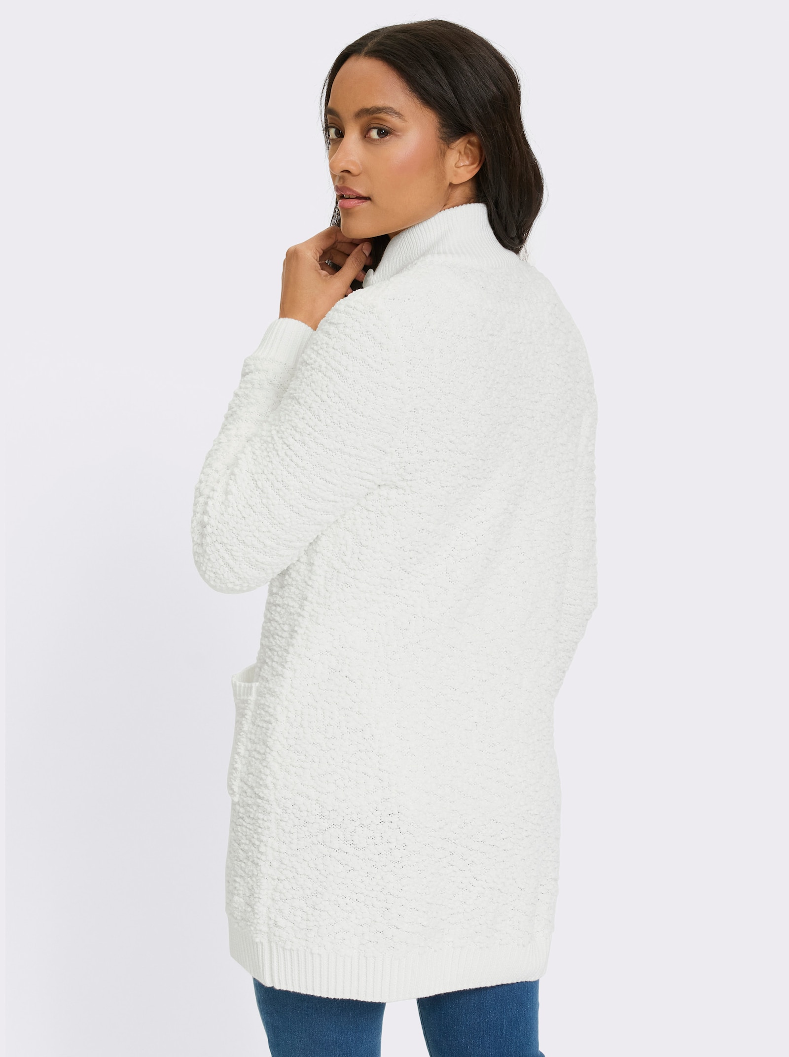 heine Longstrickjacke mit Stehkragen - ecru