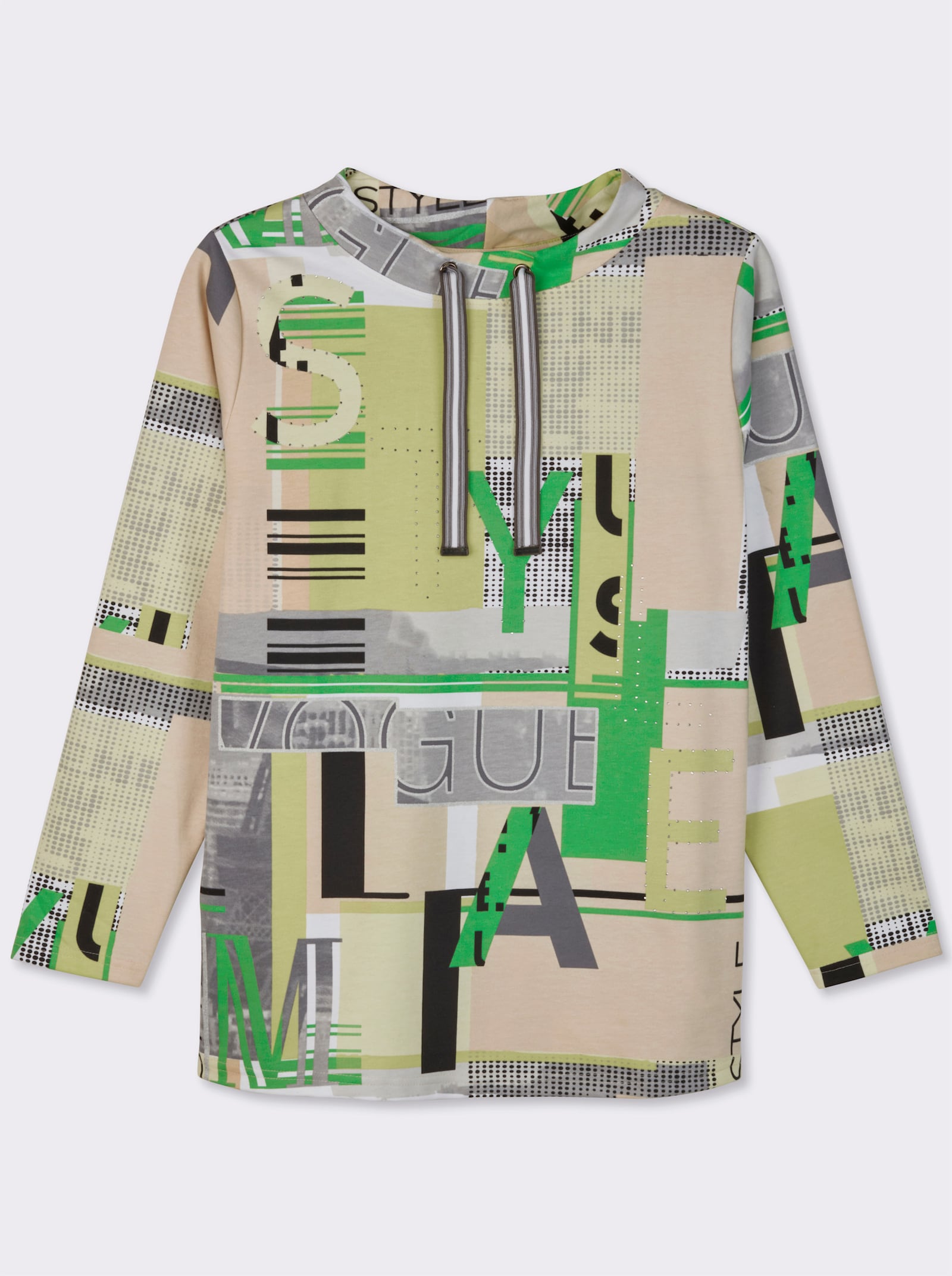 Sweatshirt mit Buchstaben-Print - apfel-ecru