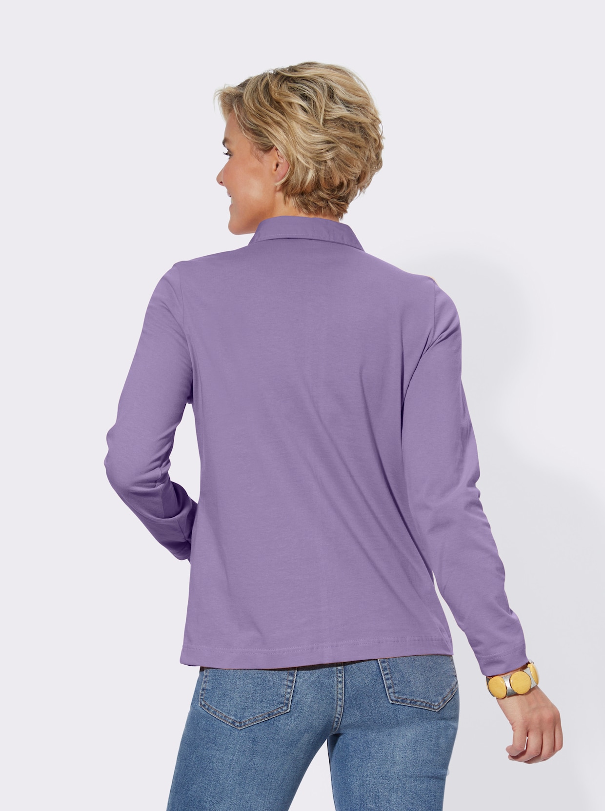 Poloshirt met lange mouwen - lavendel