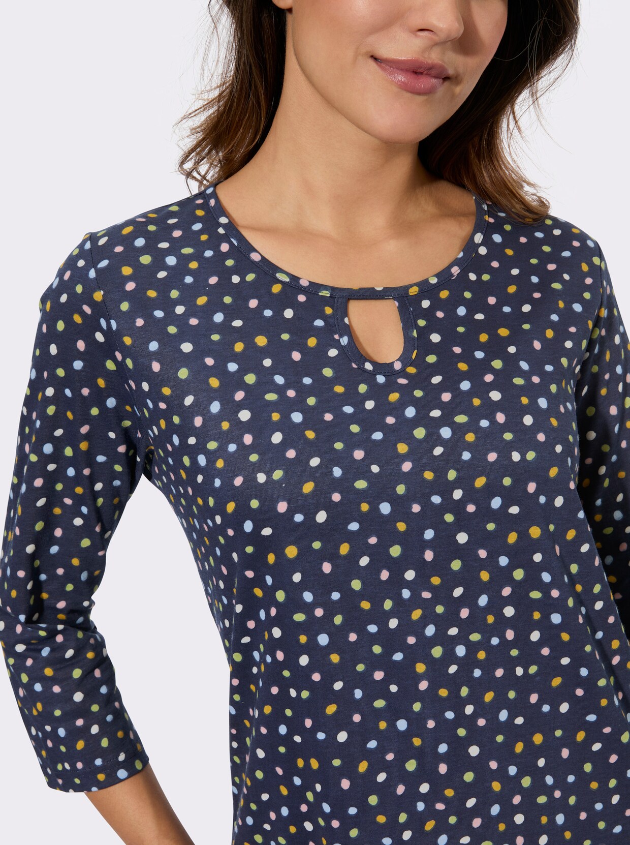 3/4-Arm-Shirt mit Grafik-Druck - marine-bedruckt