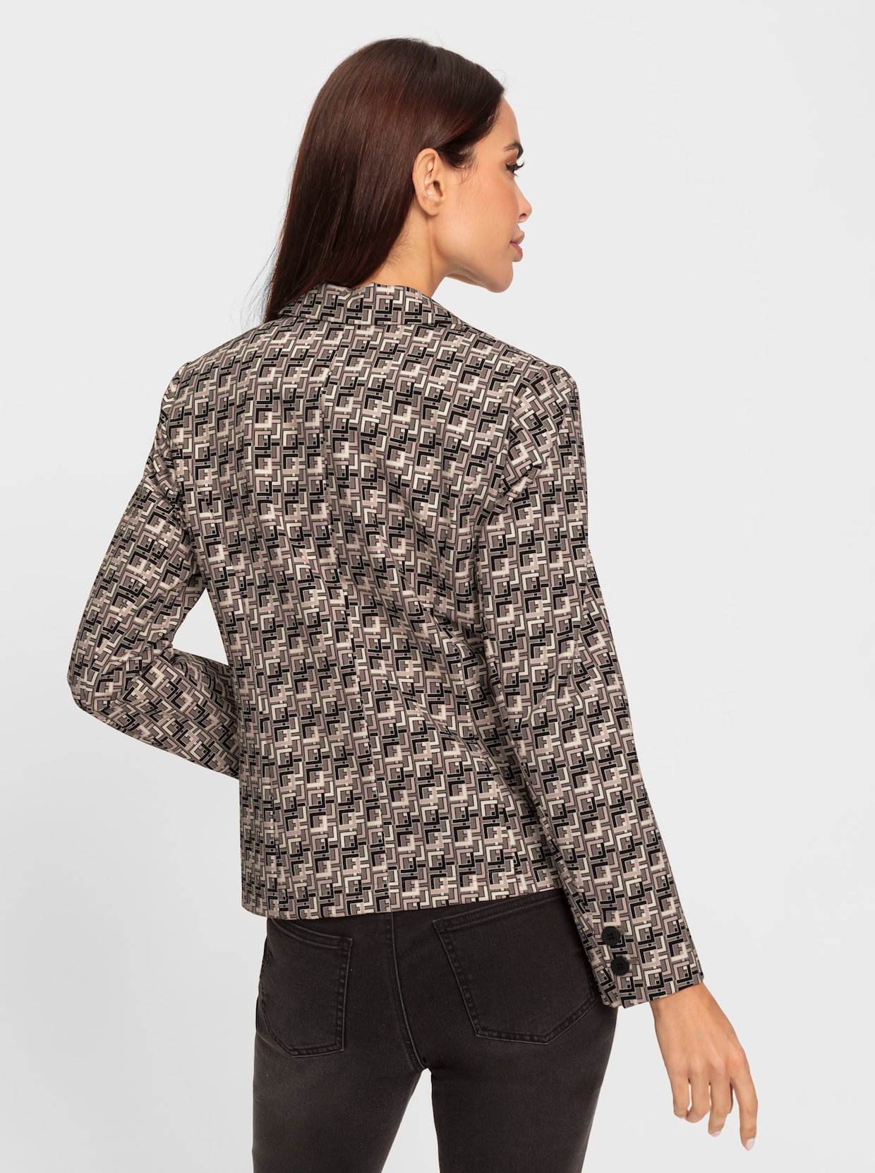 heine Jersey blazer - taupe/zwart geprint