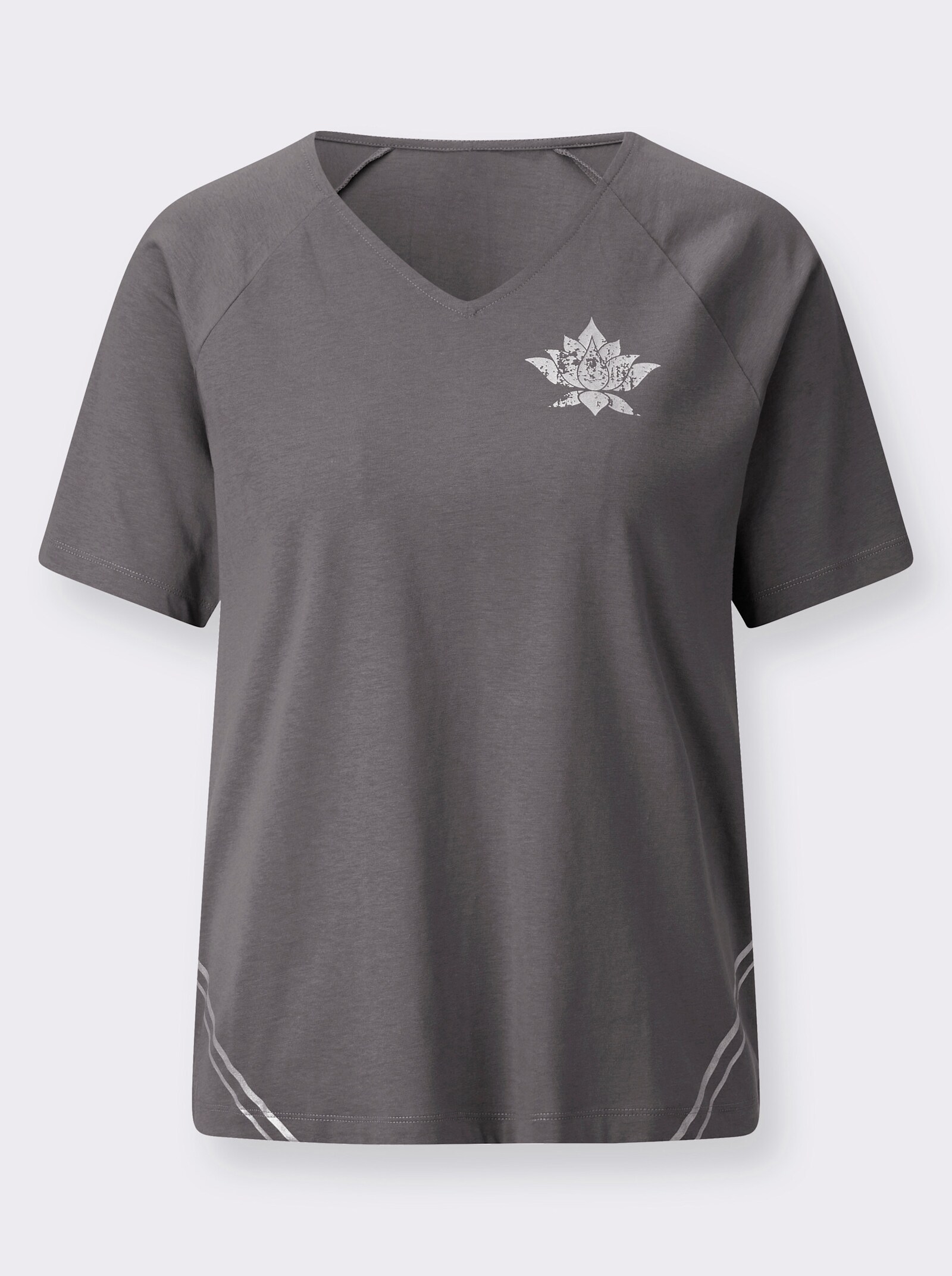 Kurzarmshirt mit Foliendruck - anthrazit