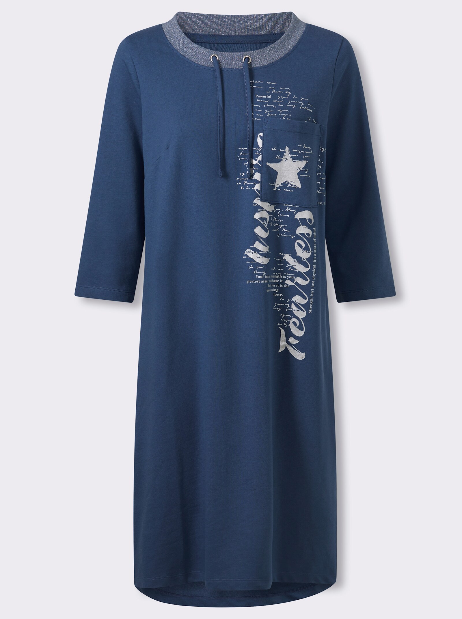 Sweatkleid mit Brusttasche - jeansblau