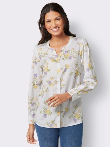 Langarmbluse im Digitalprint - champagner-flieder-bedruckt