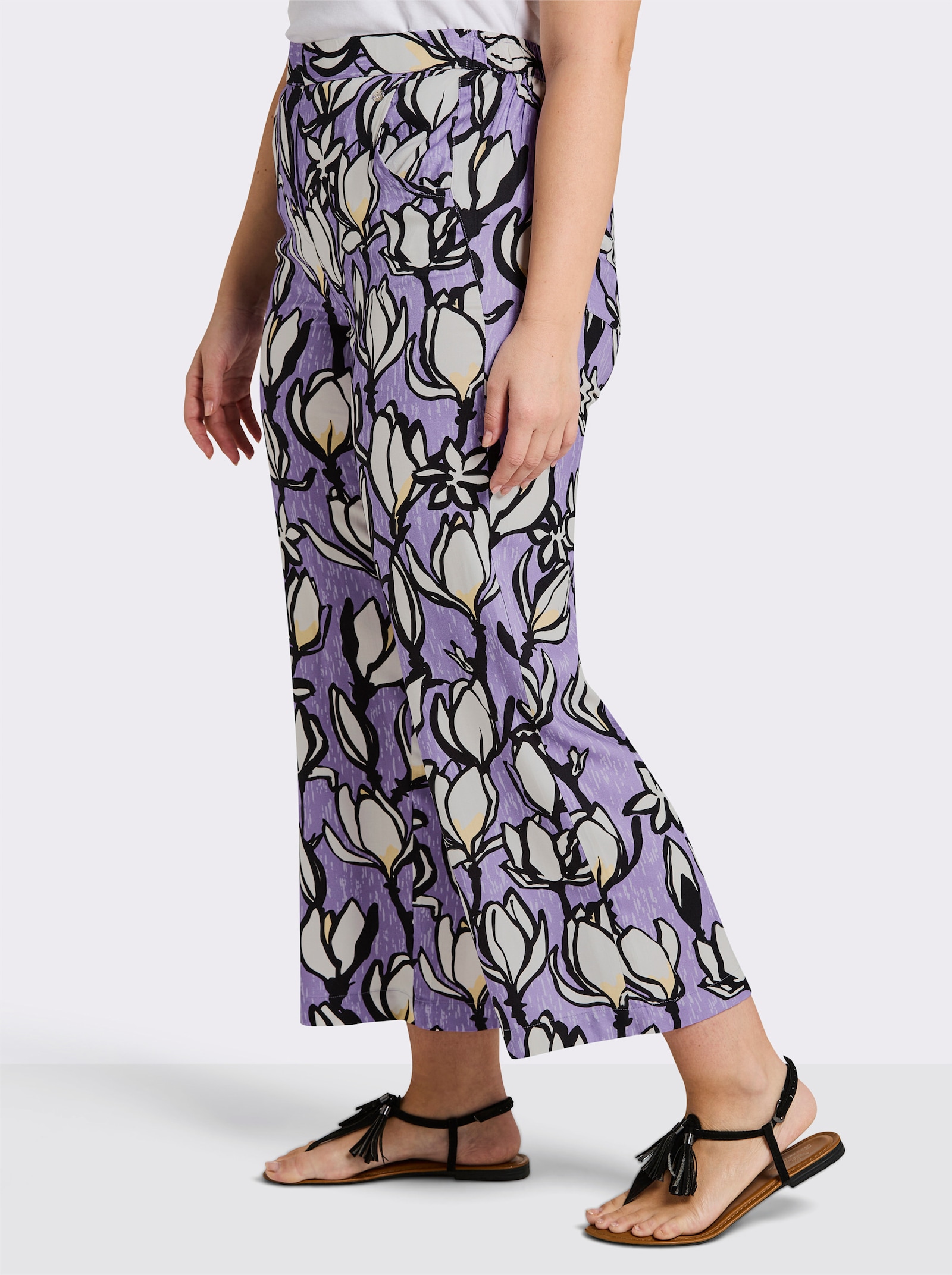 sheego 7/8-Hose mit 4 Taschen - flieder-ecru-bedruckt