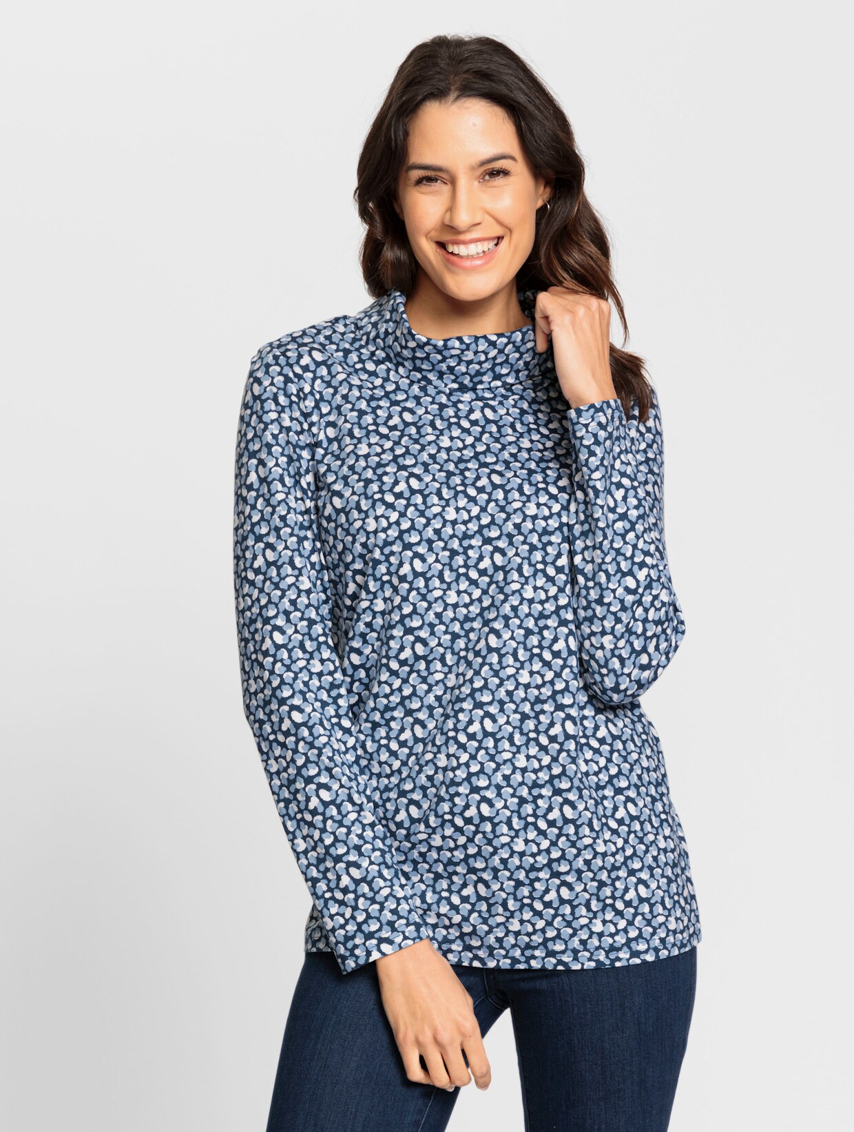 Shirt - donkerblauw geprint