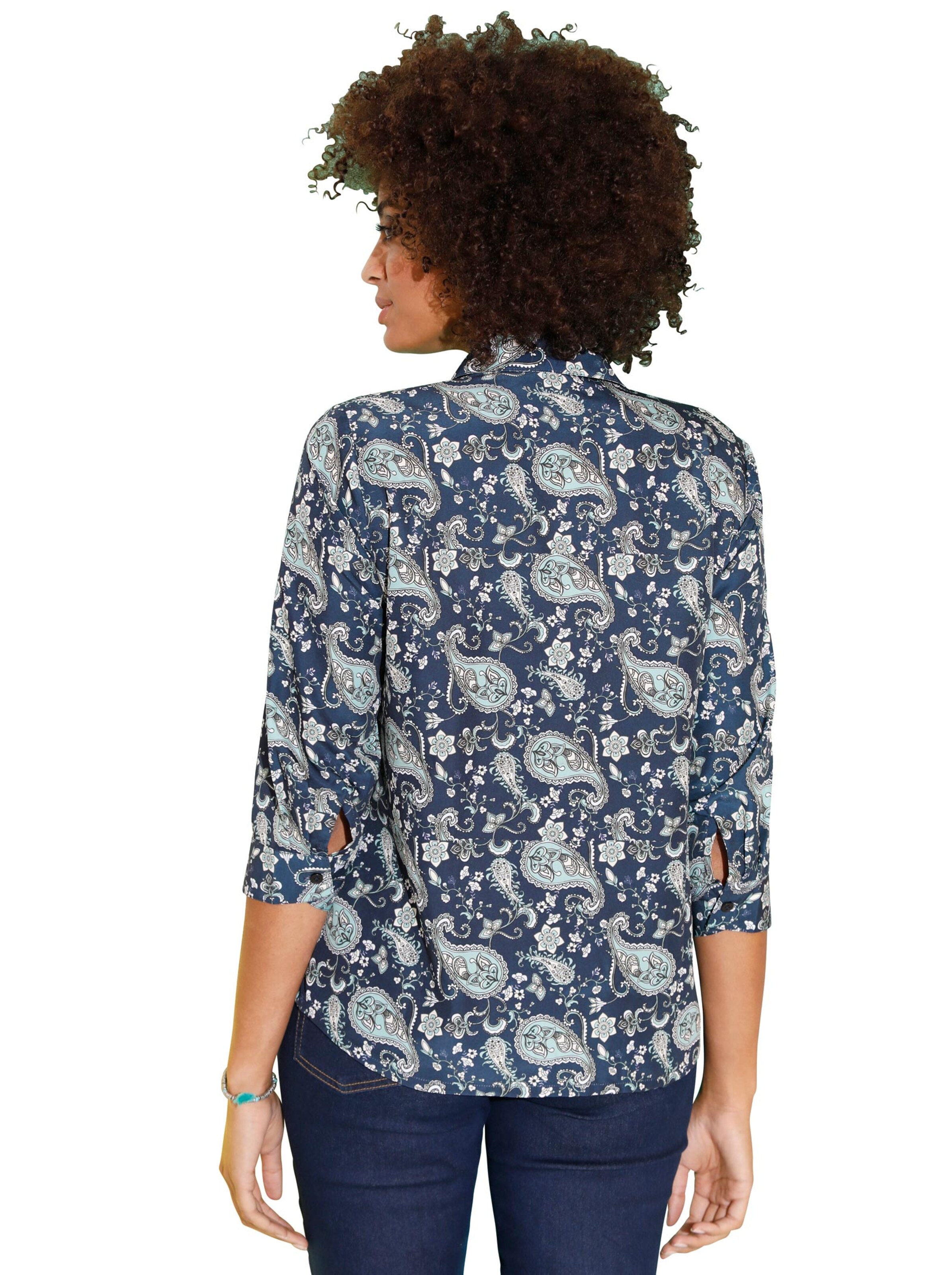 Bluse - nachtblau-gemustert