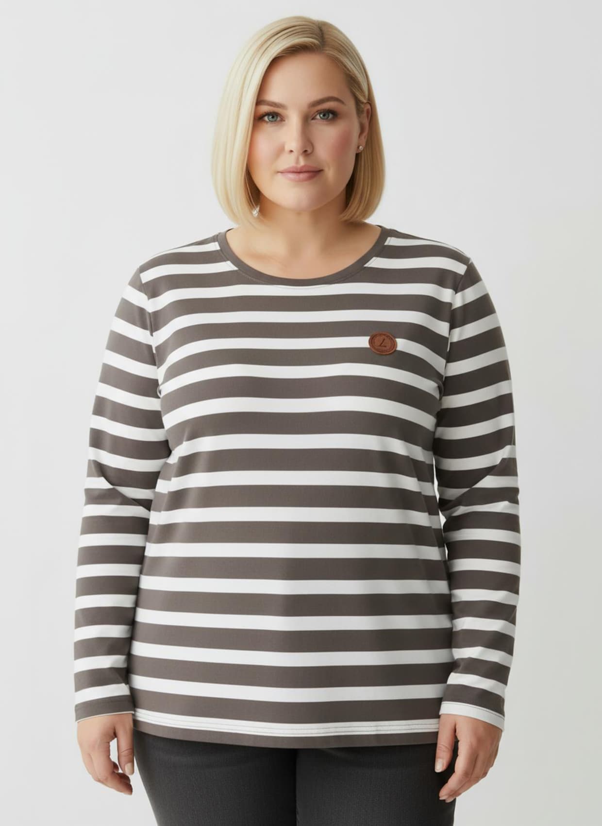 Shirt im Ringelmuster - dunkeltaupe-weiß-geringelt