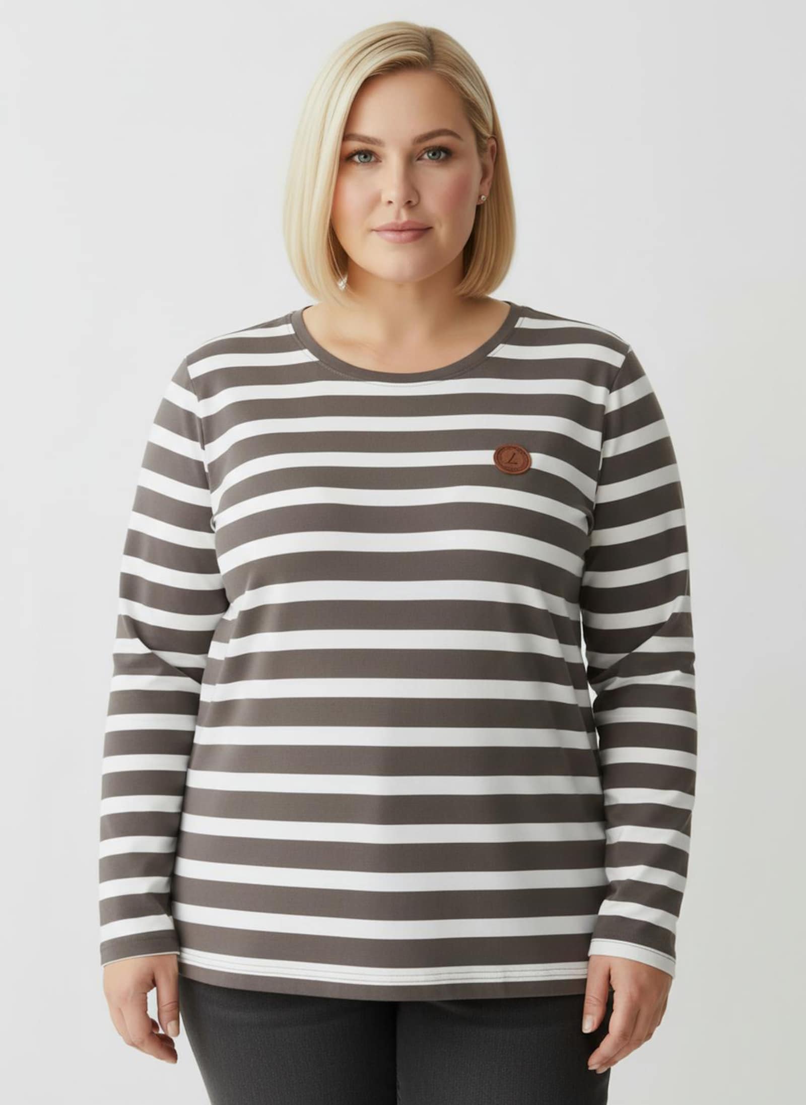 Shirt im Ringelmuster - dunkeltaupe-weiß-geringelt