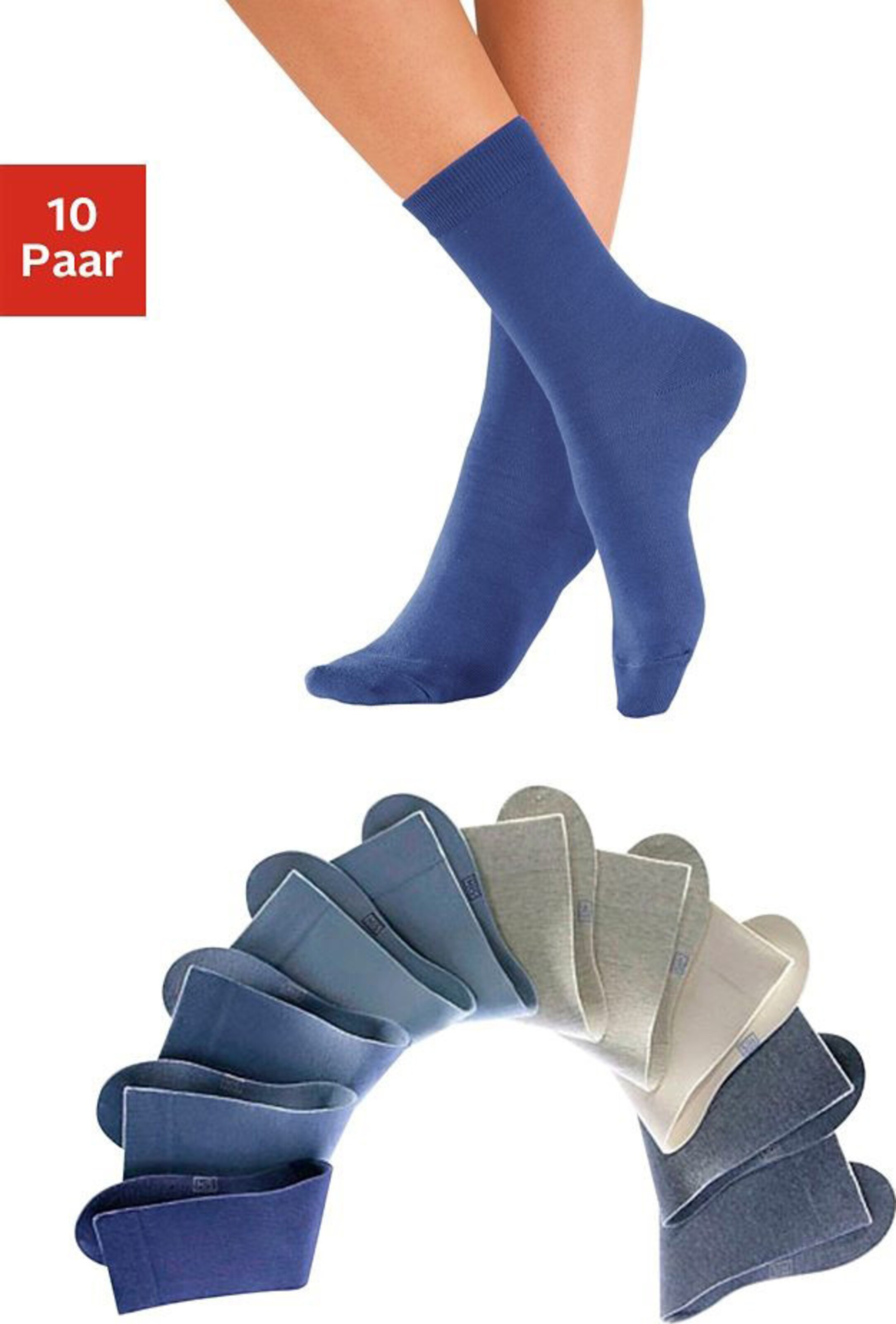 Unisex M günstig Kaufen-Freizeitsocken in 2x jeans, 1x ecru, 2x beige, 2x hellblau, 2x blau, 1x dunkelblau von H.I.S. Freizeitsocken in 2x jeans, 1x ecru, 2x beige, 2x hellblau, 2x blau, 1x dunkelblau von H.I.S <![CDATA[Die Unisex-Socken im 10-er Pack überzeugen durch ihre fris