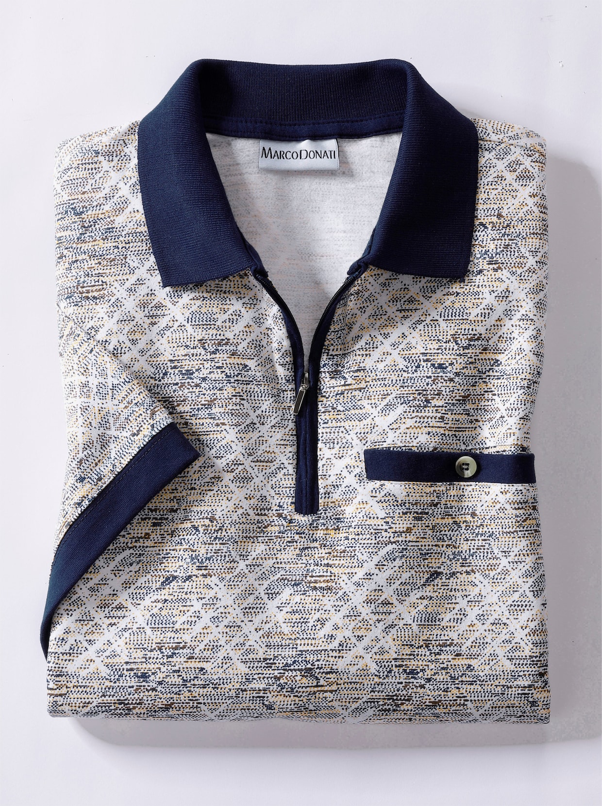 Marco Donati Poloshirt met korte mouwen - blauw geprint