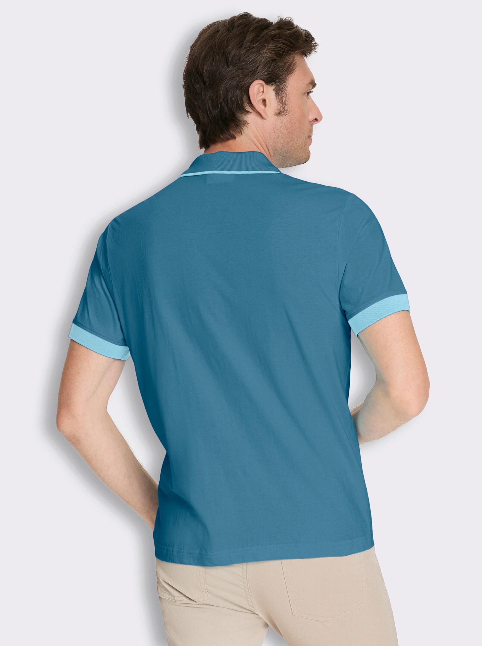 Poloshirt mit kontrastfarbigen Details - topas