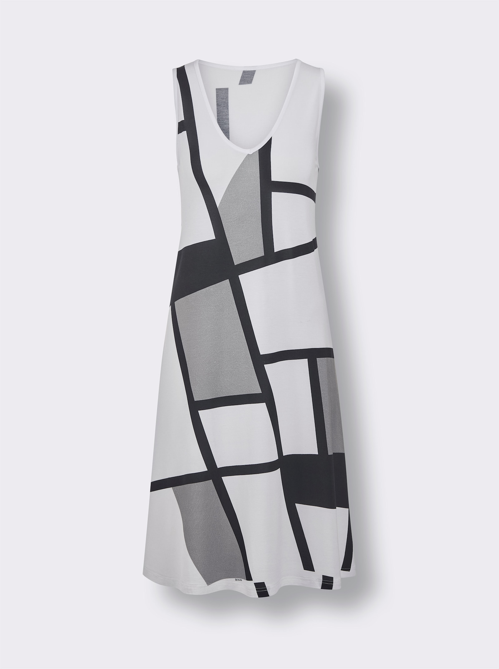 feel good Sommerkleid mit Grafik-Druck - weiß-schwarz