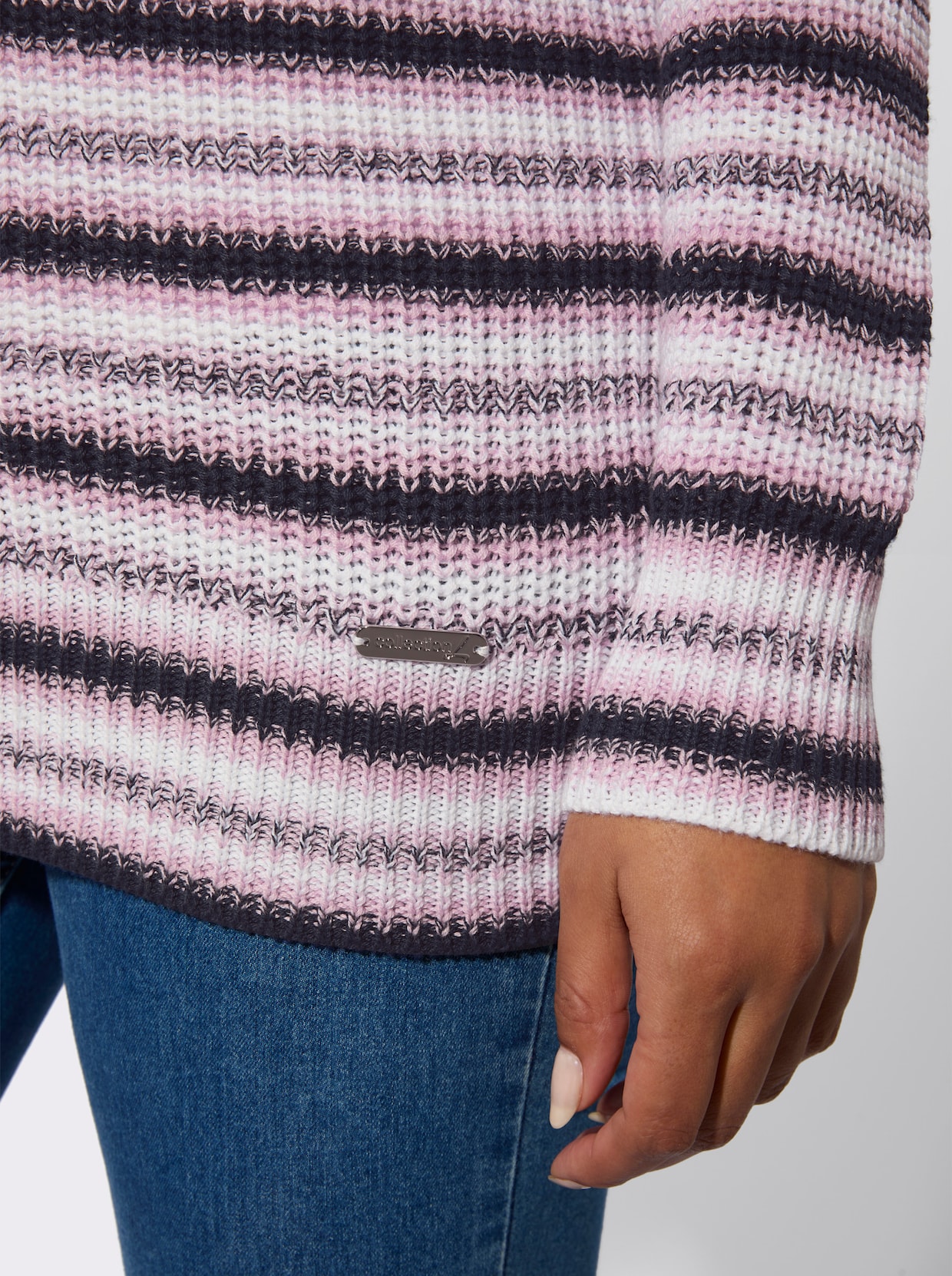 Vest met ribboorden - roze/wit