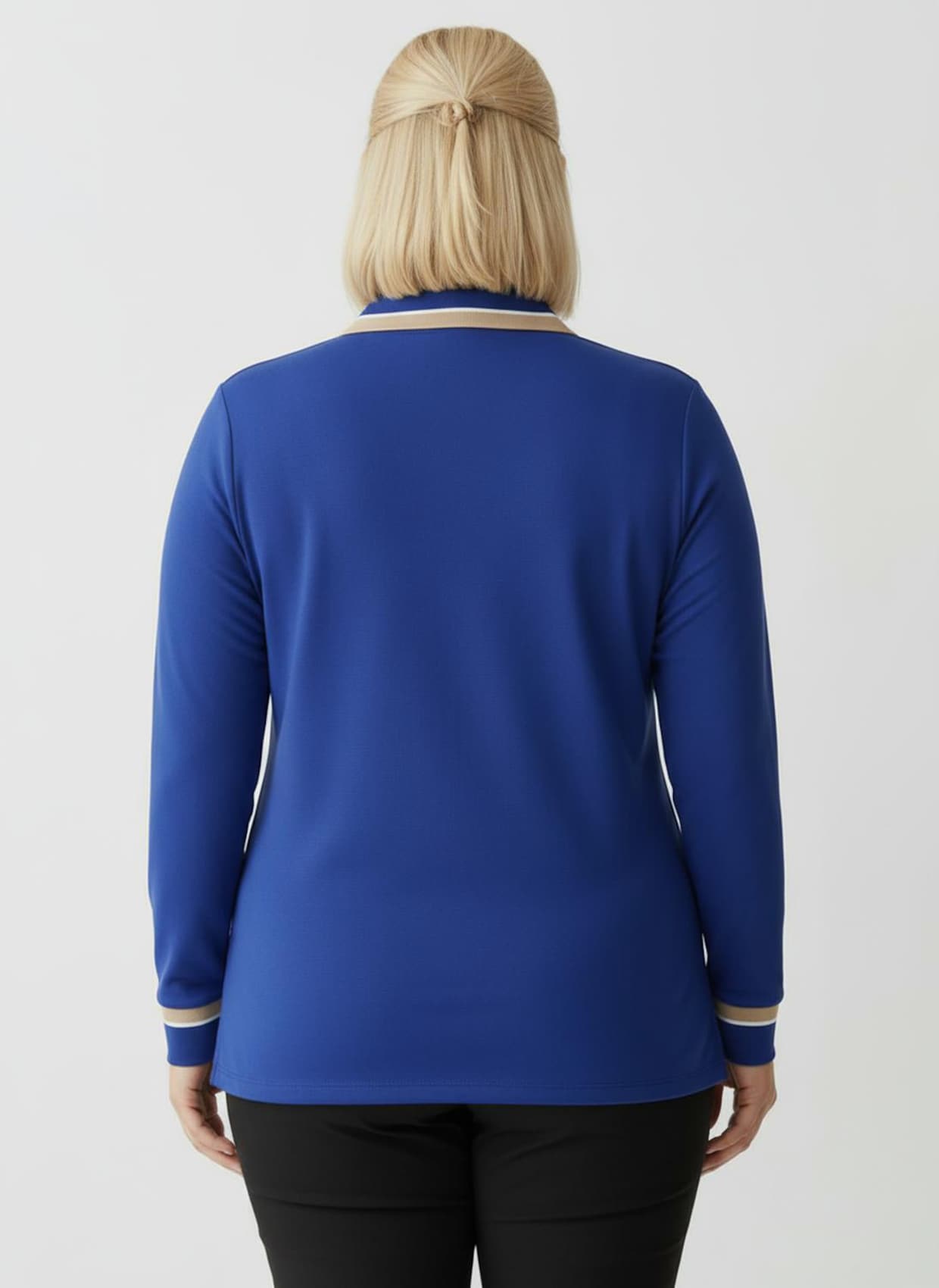 Poloshirt mit Kontrast-Akzenten - royalblau-sand-gemustert