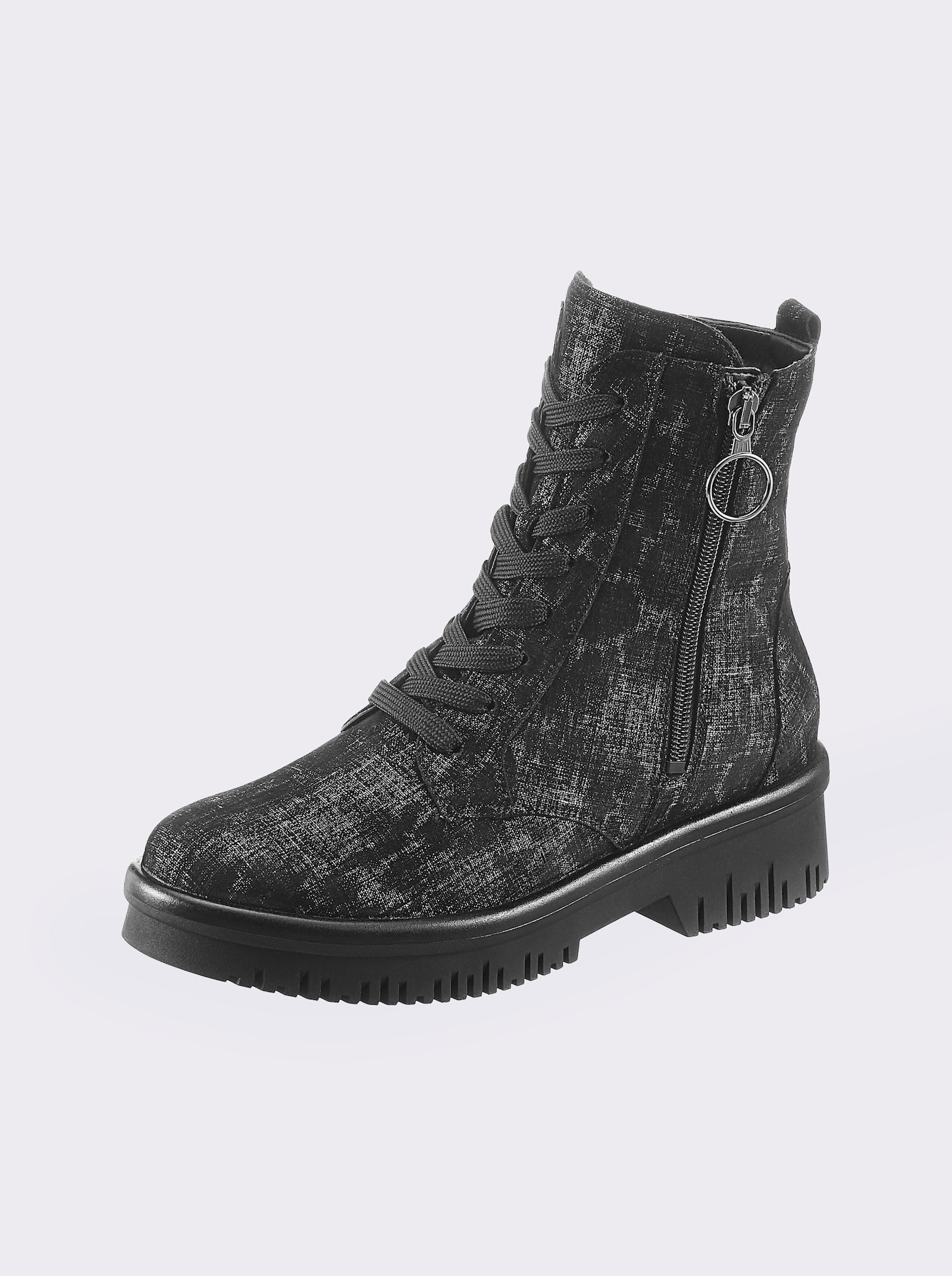 Waldläufer Stiefel mit Innenfutter - schwarz-meliert