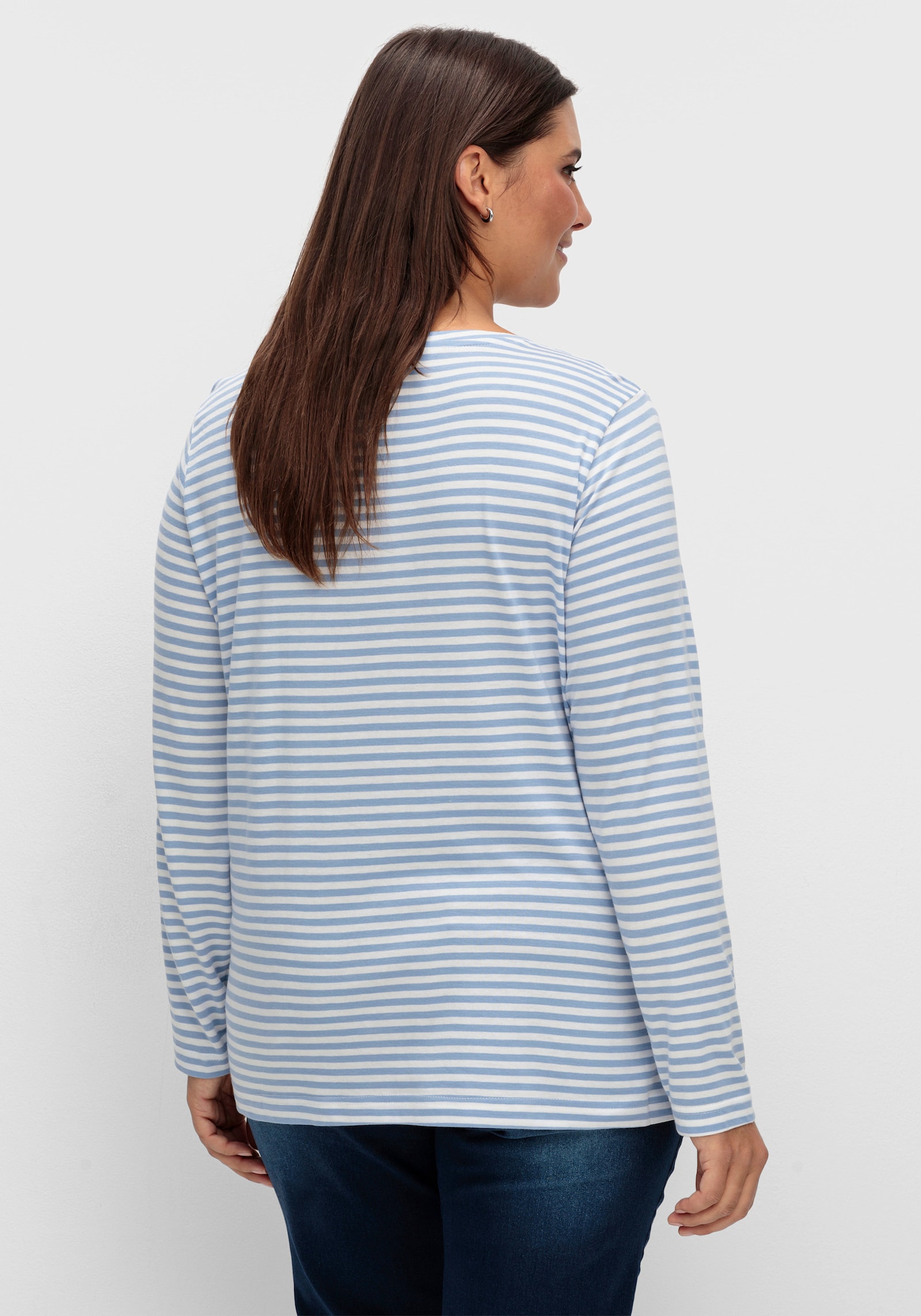 Streifenshirt aus Single-Jersey - bleu-ecru-geringelt